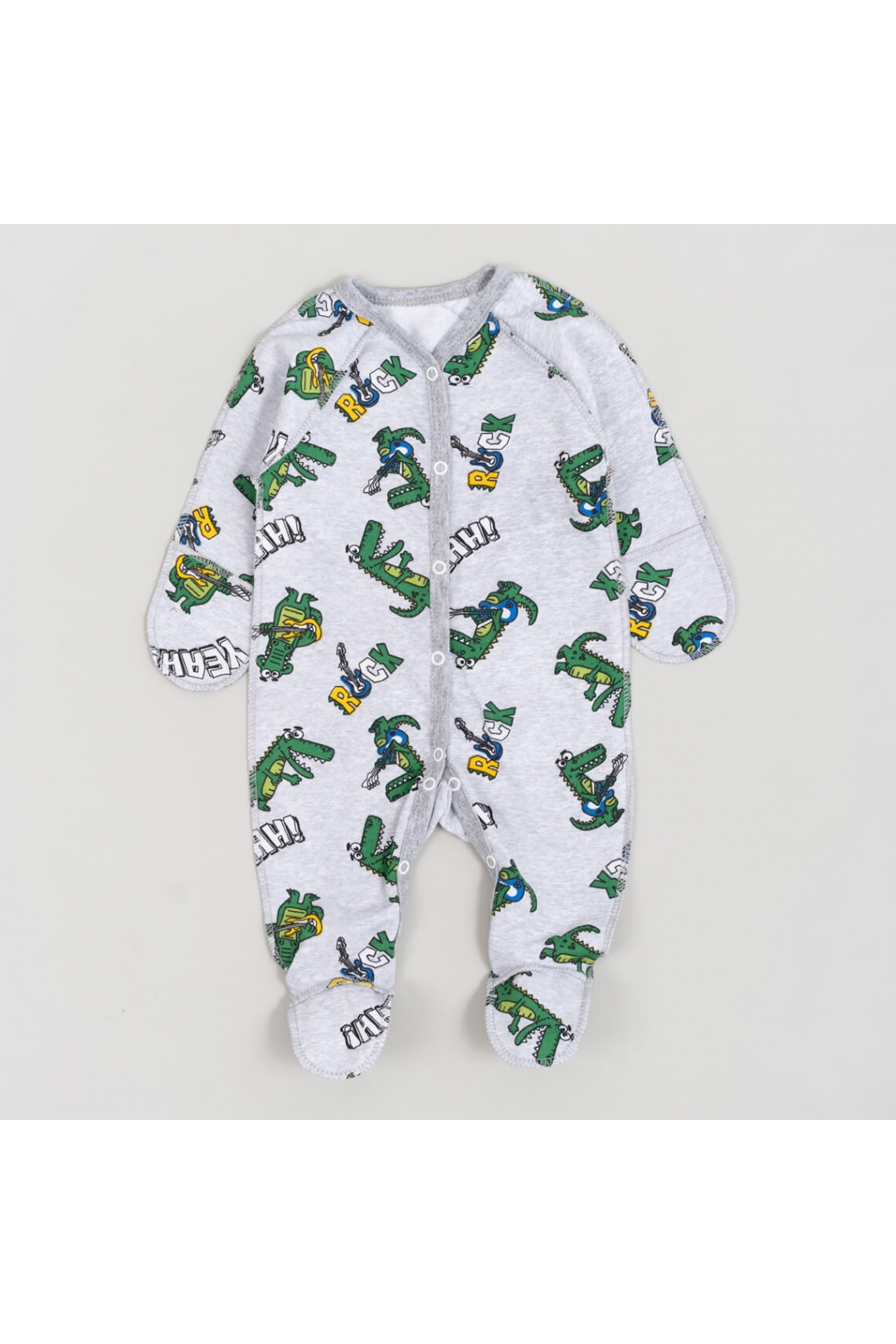 Сліп для новонароджених зелений Крокодил начіс високої якості(футер)