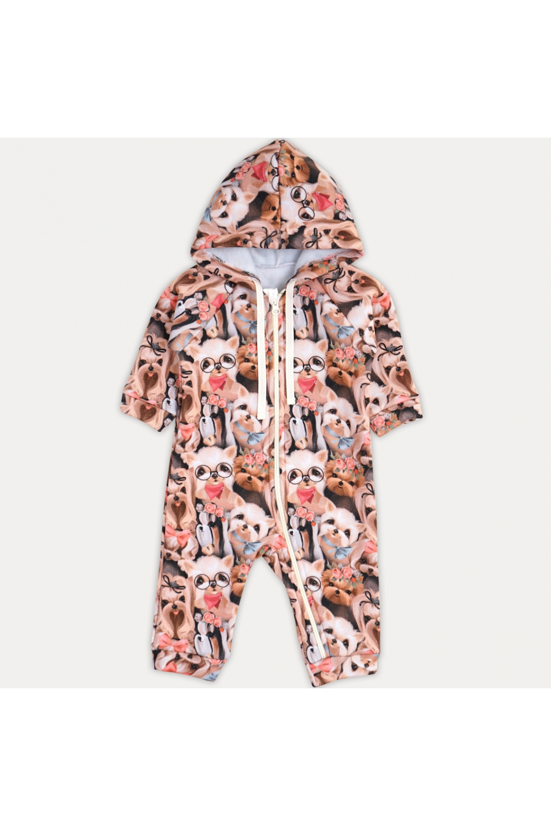 Комбінезон для дівчинки  собачки мокко тринитка на флісі