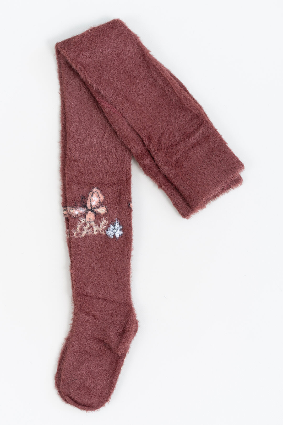 Колготки для дівчинки пухнасті бордо в'язка