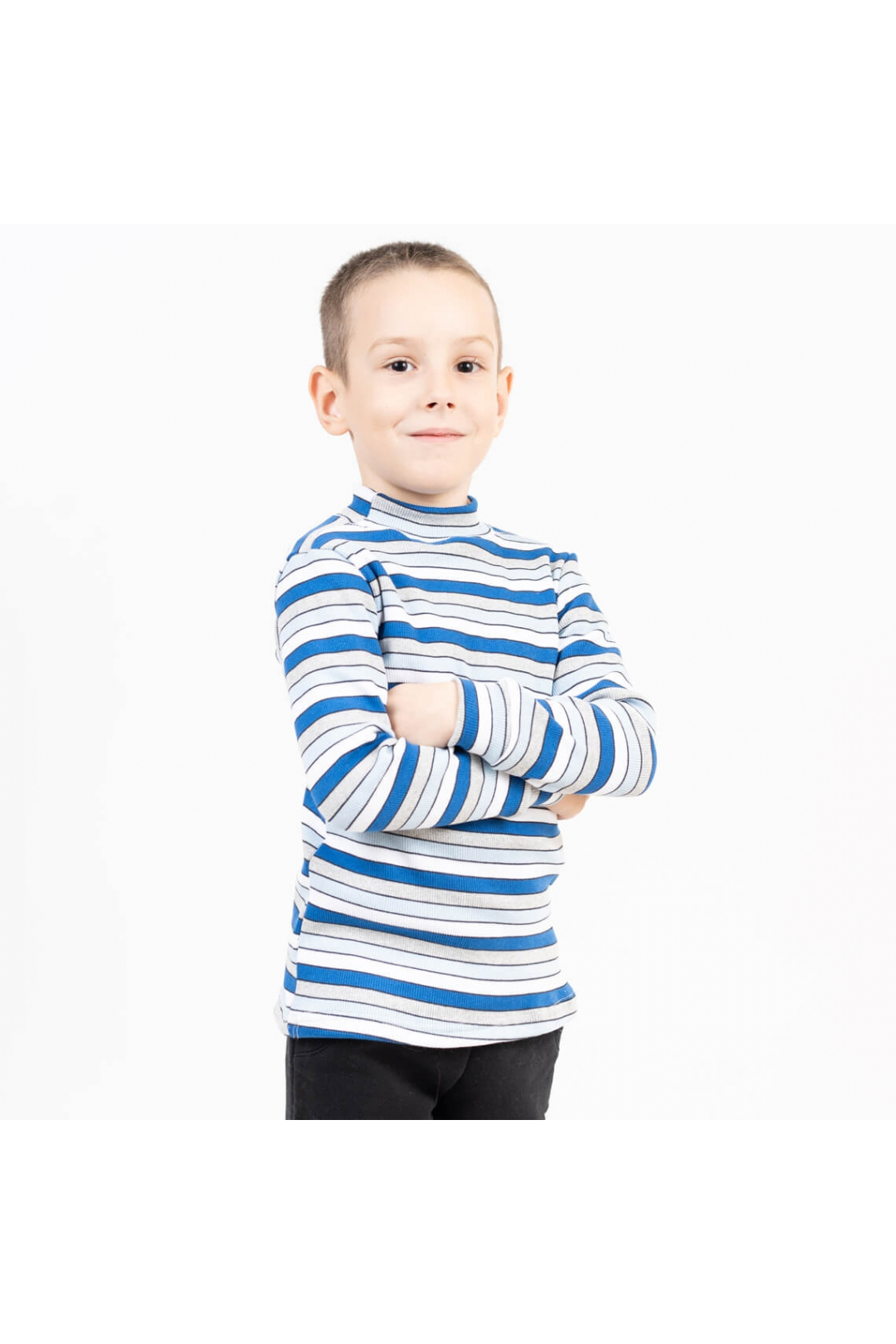 Гольф для хлопчика сіро-блакитний рубчик з начісом