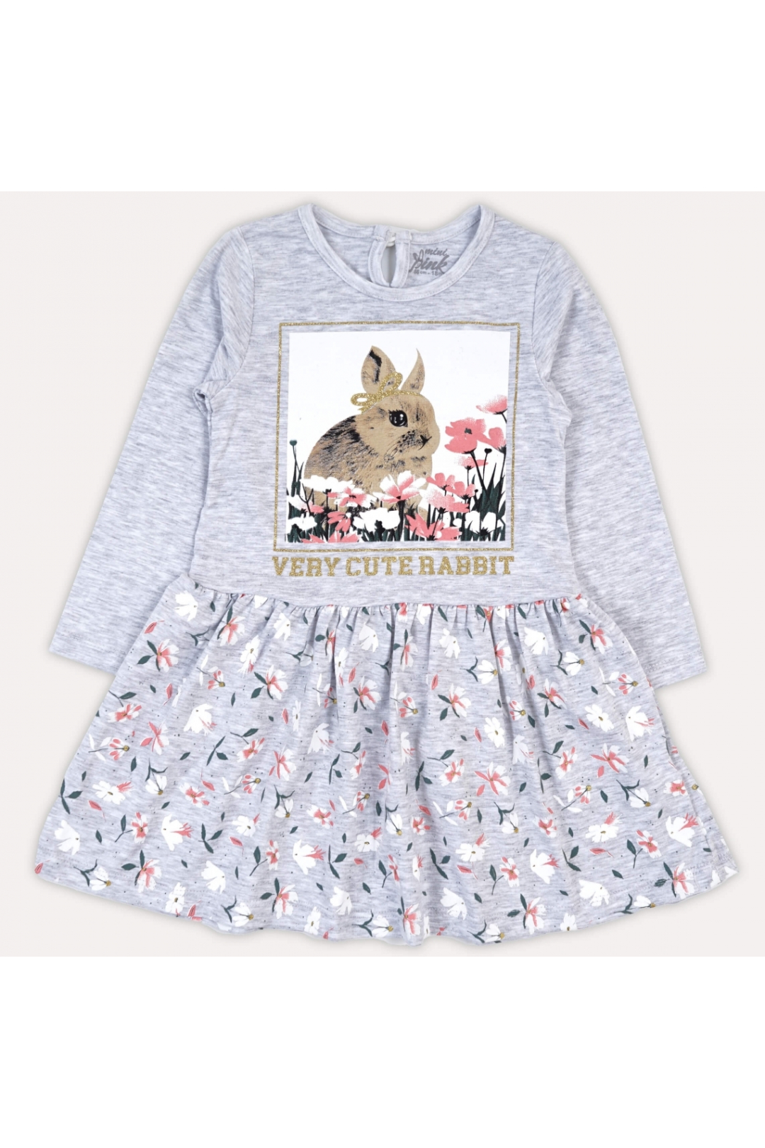 Сукня з Зайчиком для дівчинки сірий фулікра