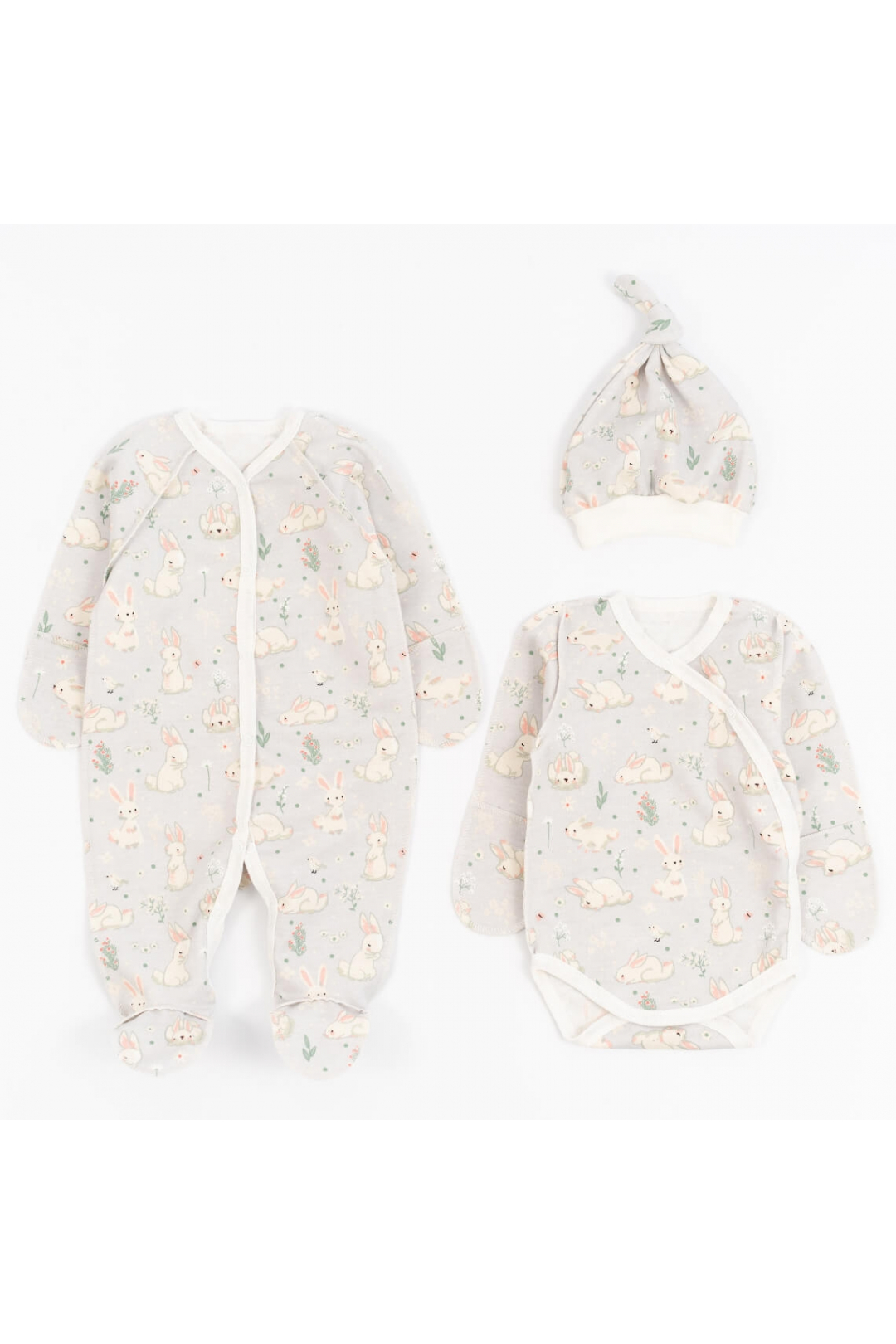 Комплект для новонароджених Зайки сірий начіс(футер)