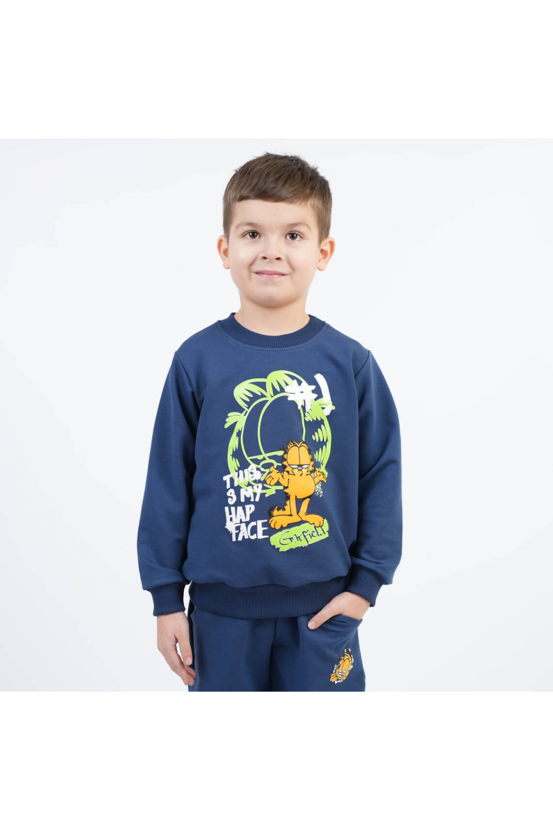 Світшот для хлопчика Гарфілд індиго двунитка