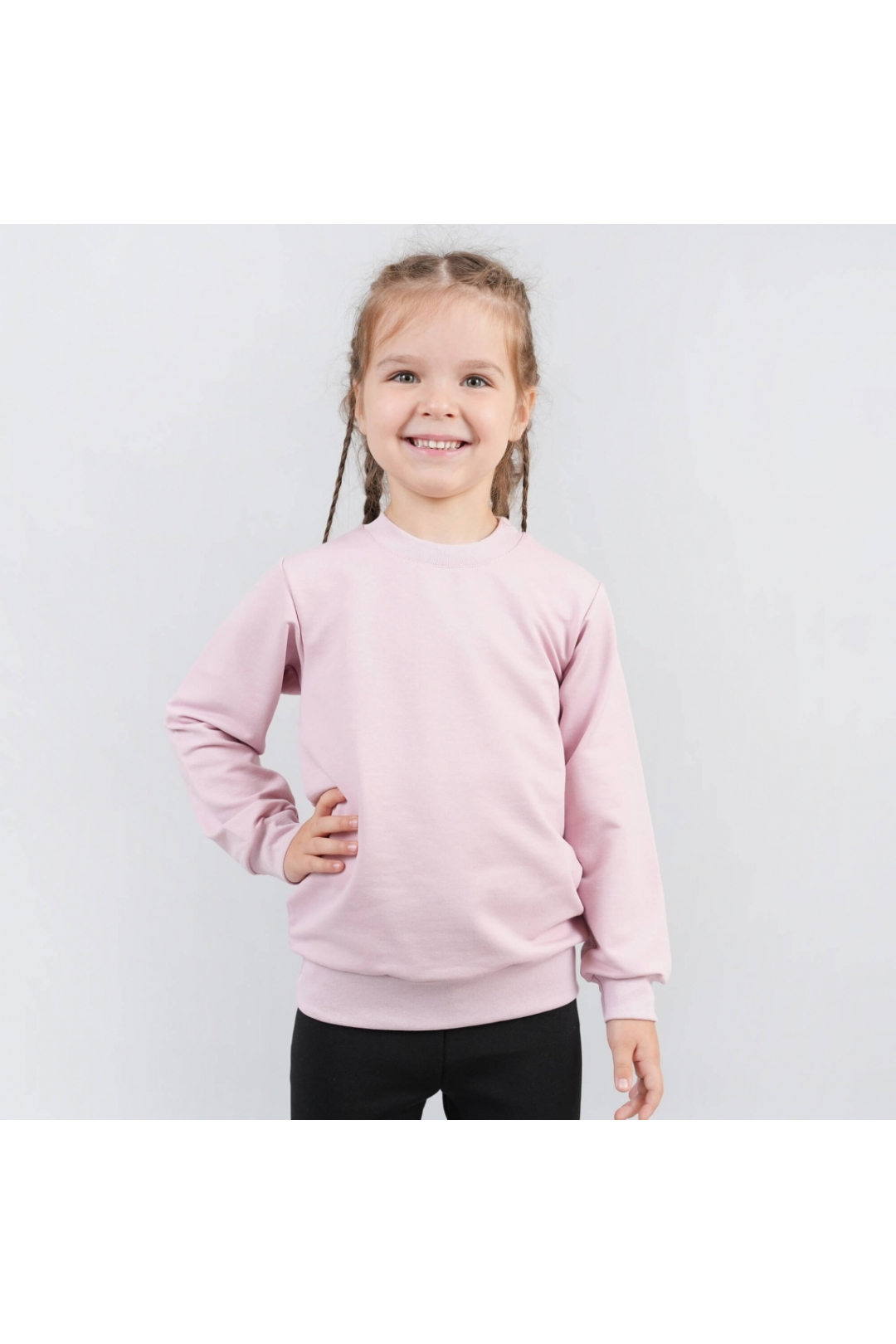 Джемпер для дівчинки однотонний рожевий пастель двонитка