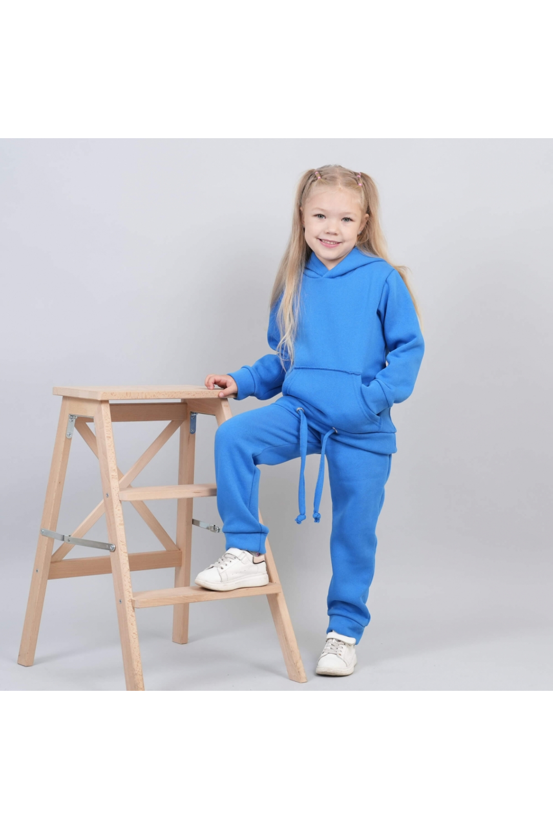 Теплий костюм для дівчинки блакитний тринитка на флісі