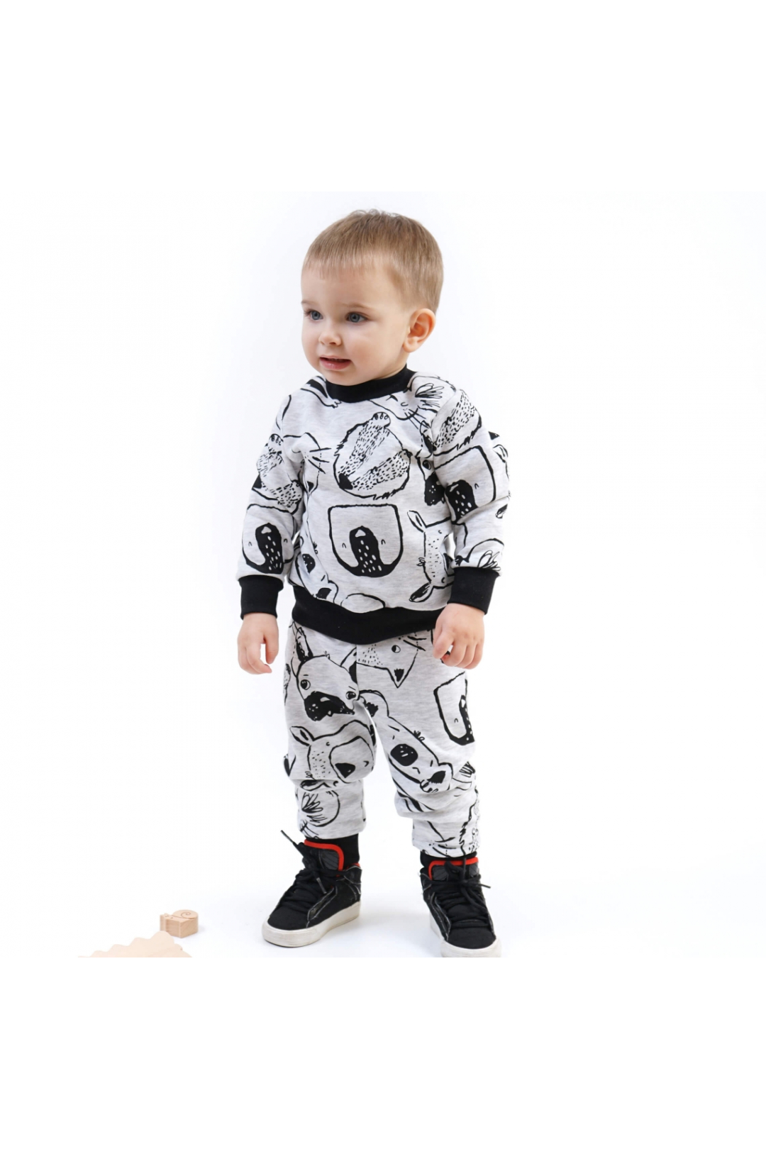 Костюм для малят Звірята сірий тринитка петля