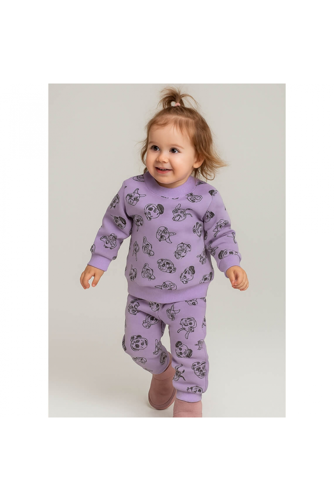 Костюм для дівчинки бузковий тринитка на флісі