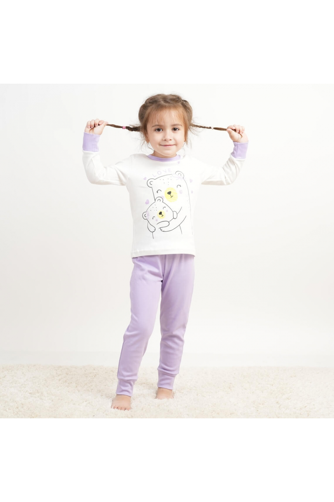 Піжама для дівчинки Ведмедики бузковий інтерлок