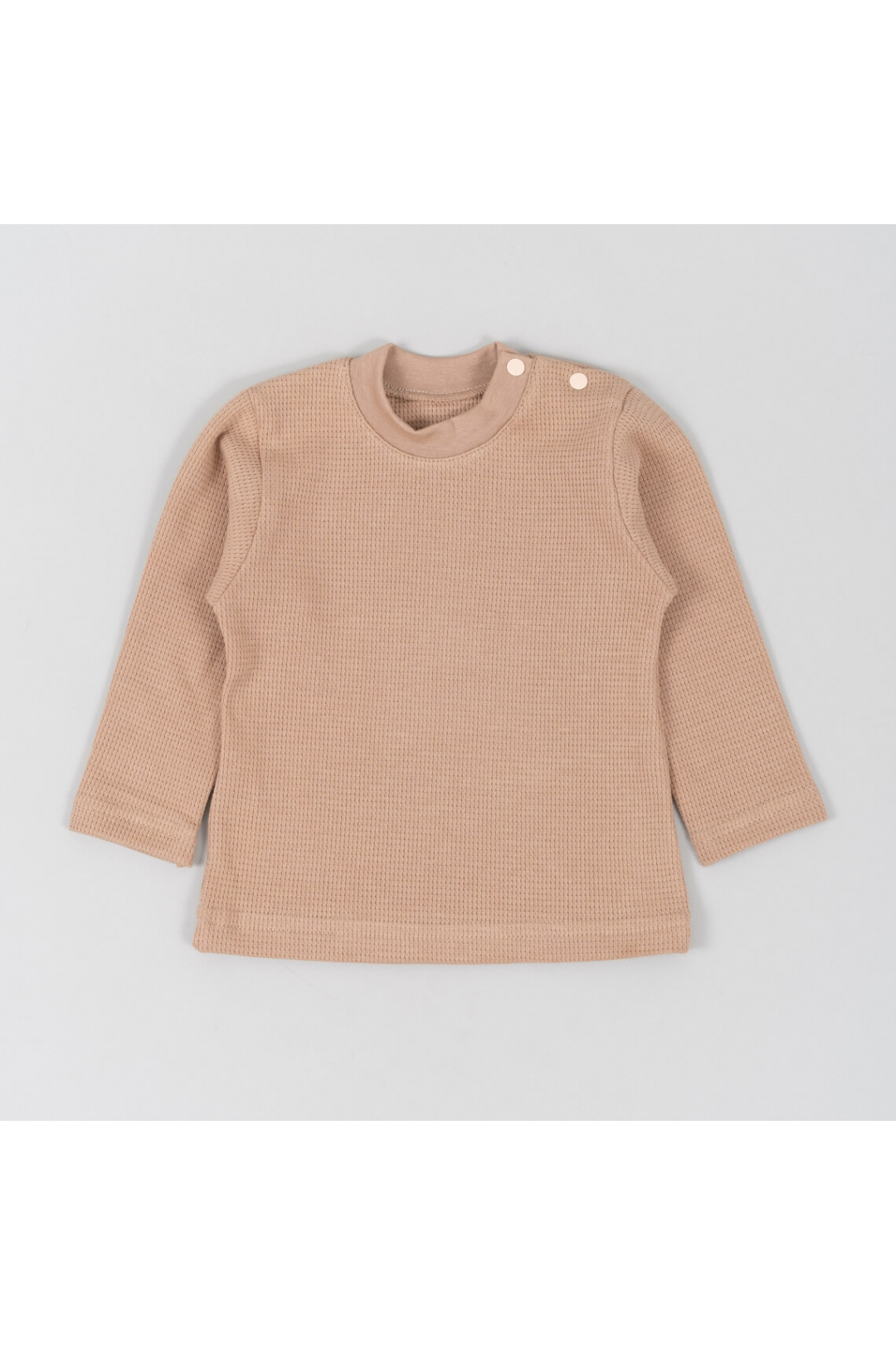 Джемпер дитячий з застібкою по плечу бежевий вафельна структура