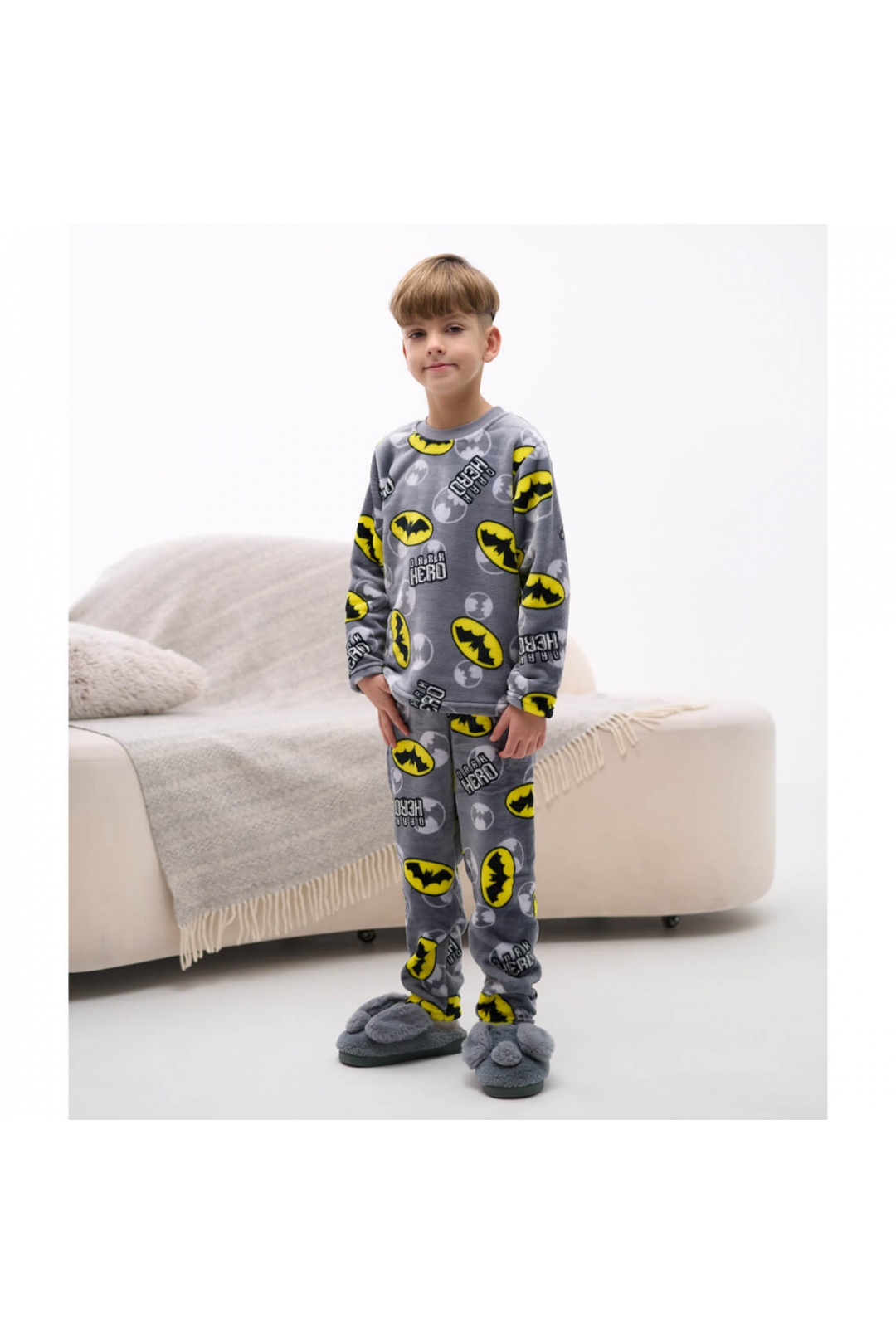 Піжама для хлопчика Batman сірий велсофт