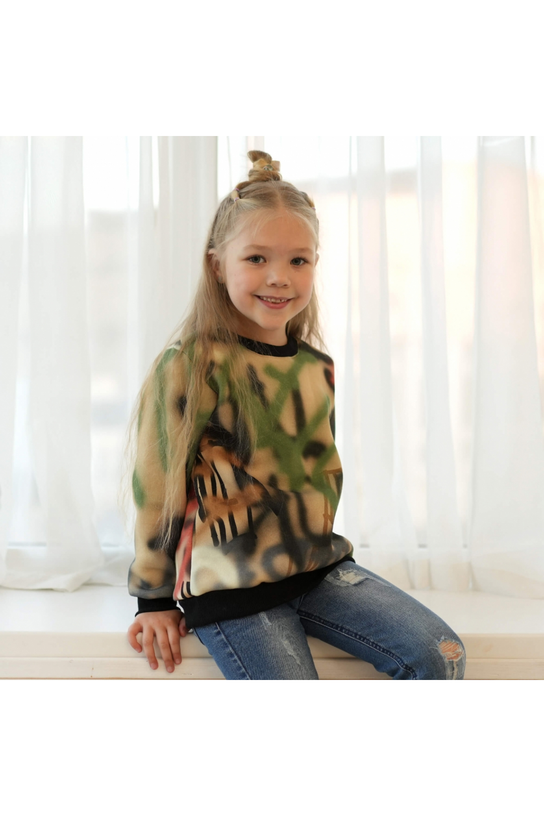 Джемпер теплий для дівчинки гірчичний тринитка на флісі