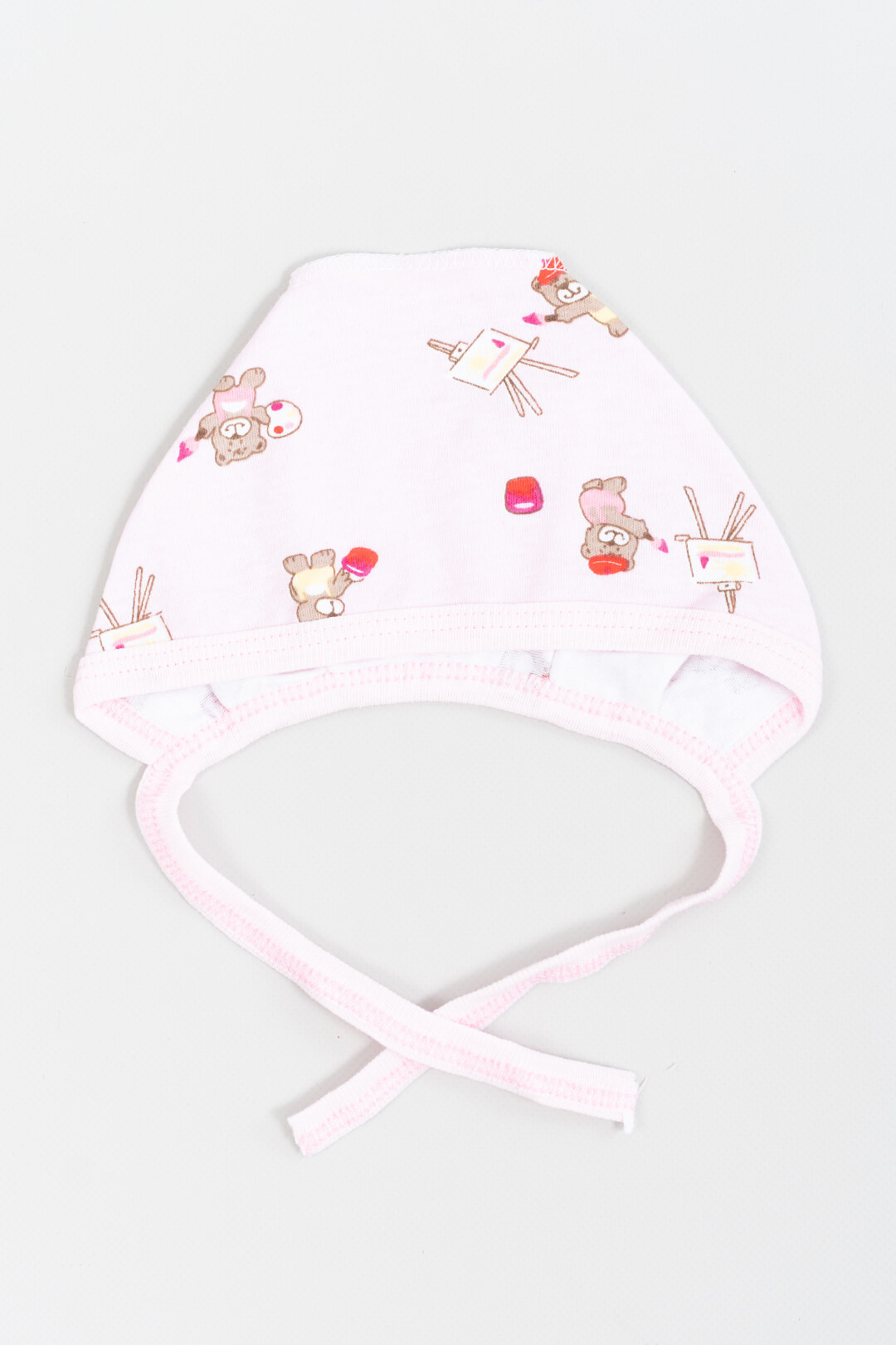 Шапочка ясельна для дівчинки Ведмедики рожевий інтерлок