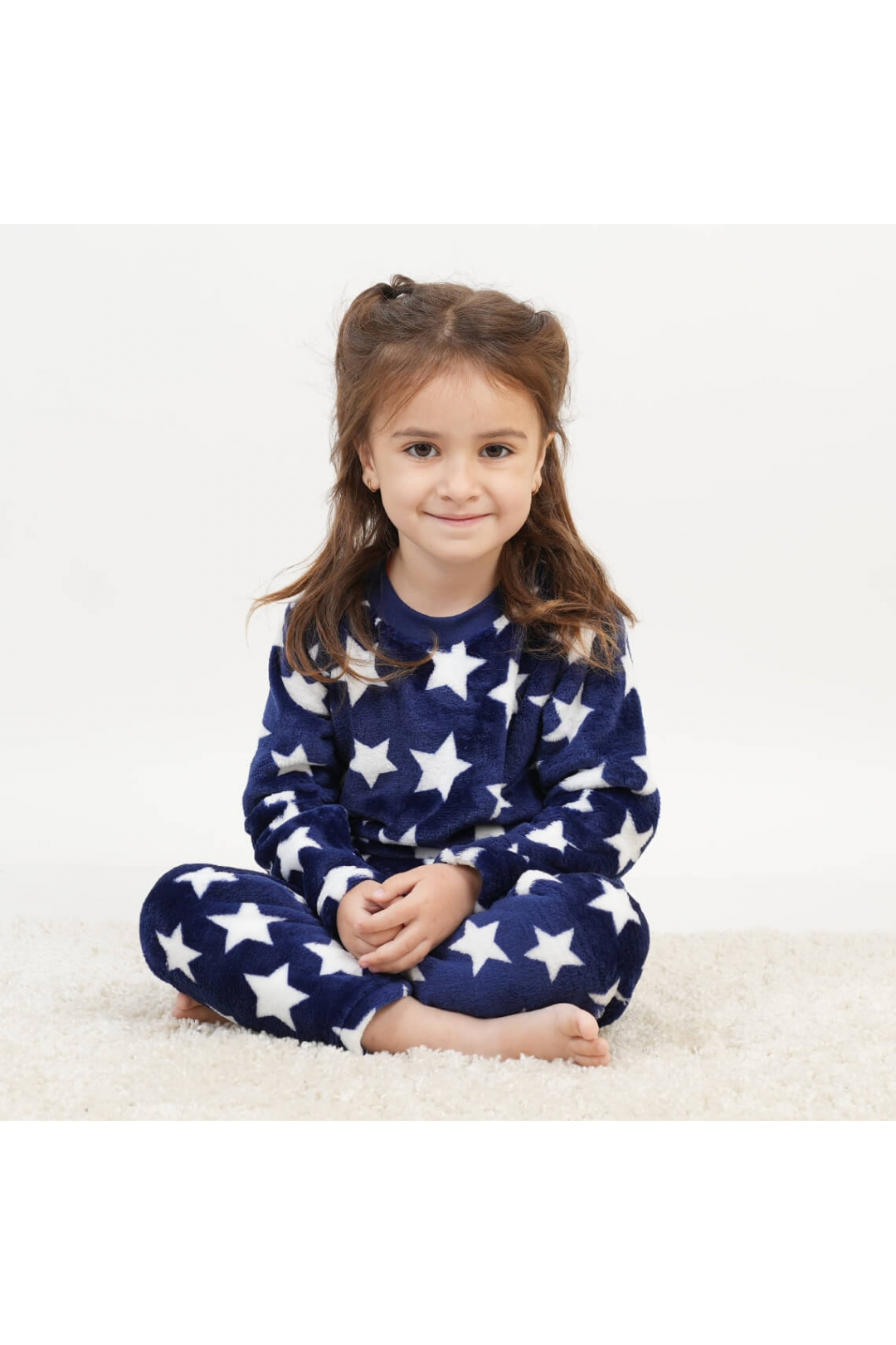 Піжама для дівчинки Зірочки темно-синій велсофт