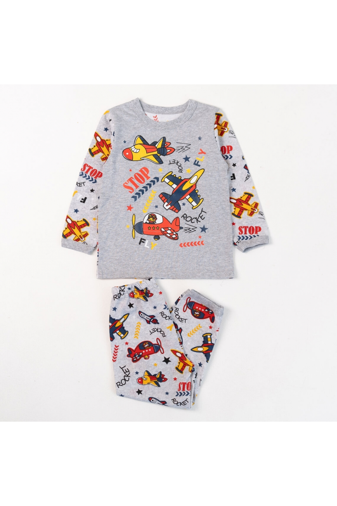 Піжама для хлопчика Літаки сірий кулір