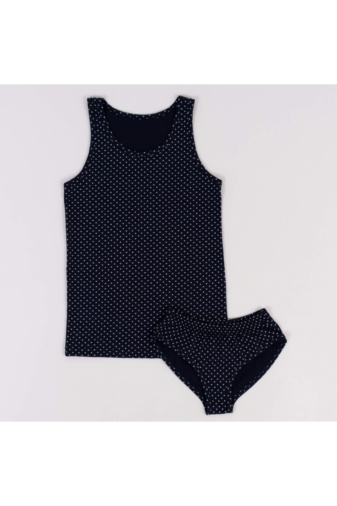 Комплект білизни  для дівчинки в горошок темно синій кулір