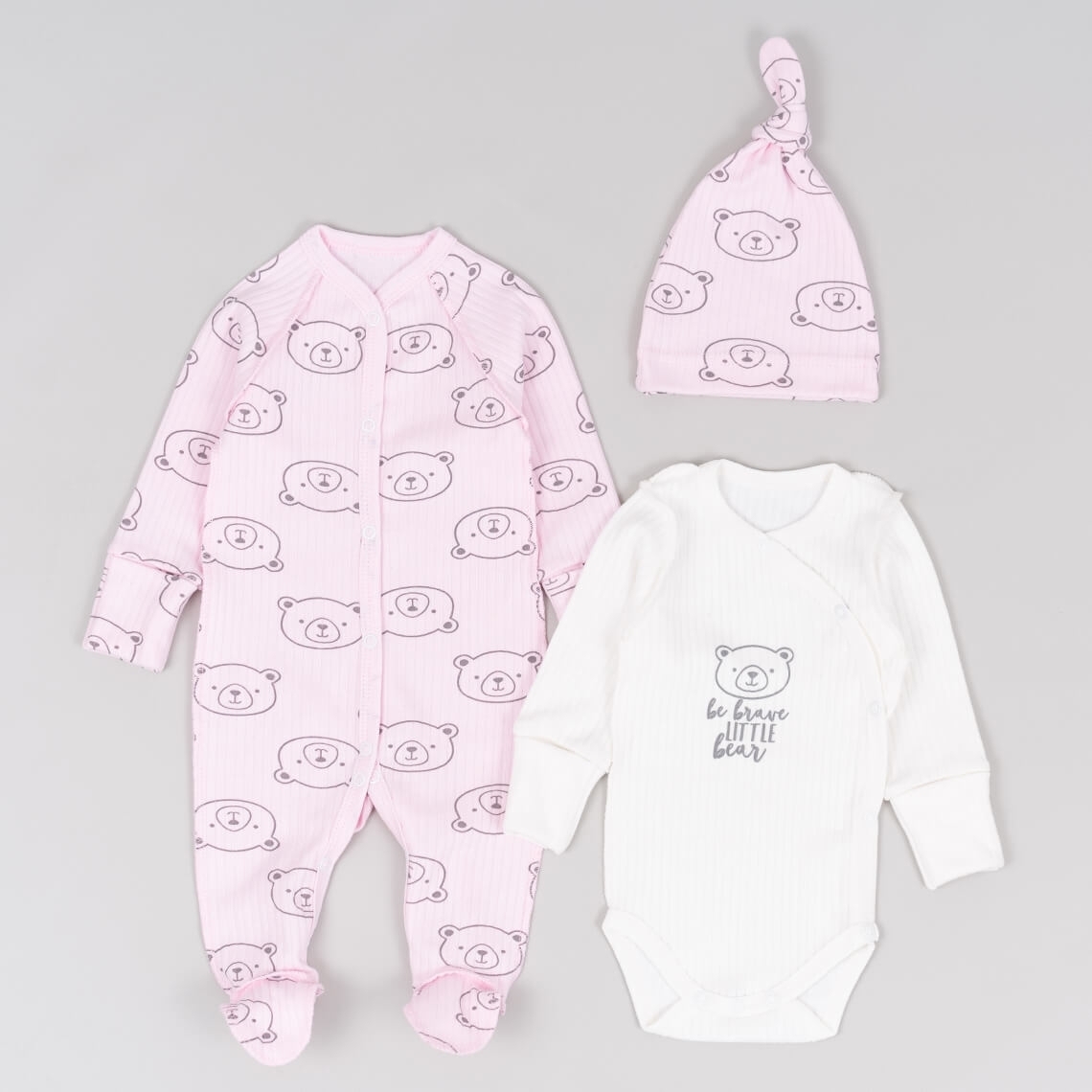 Комплект для новонароджених рожевий інтерлок пеньє
