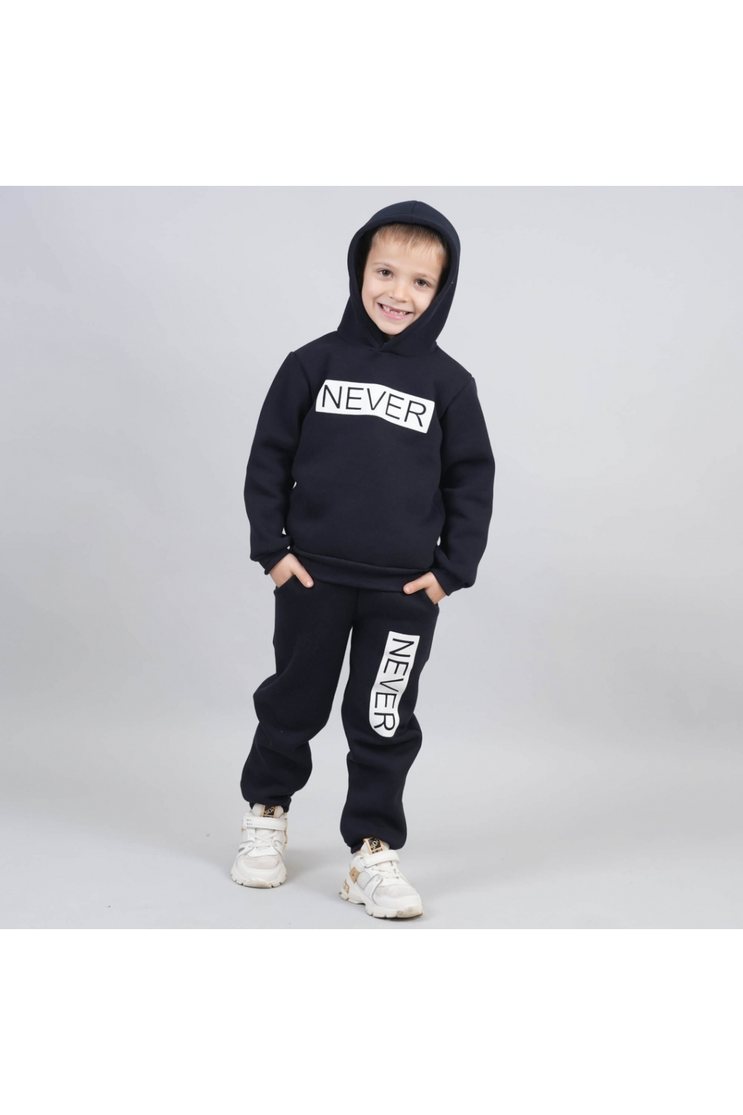 Костюм теплий для хлопчика чорний тринитка на флісі