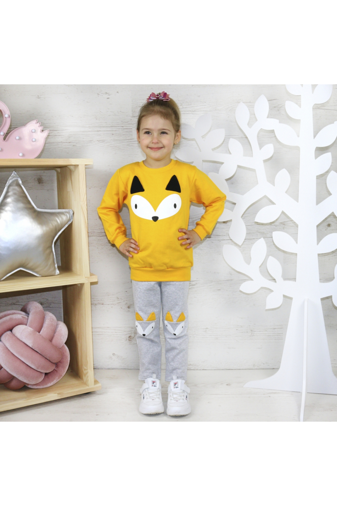 Комплект Лисичка для дівчинки жовтий начіс(футер)
