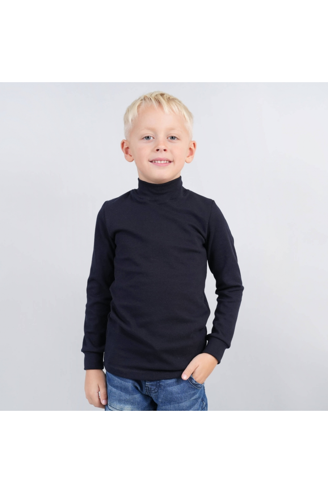 Гольф  для хлопчика темно-синій стрейч