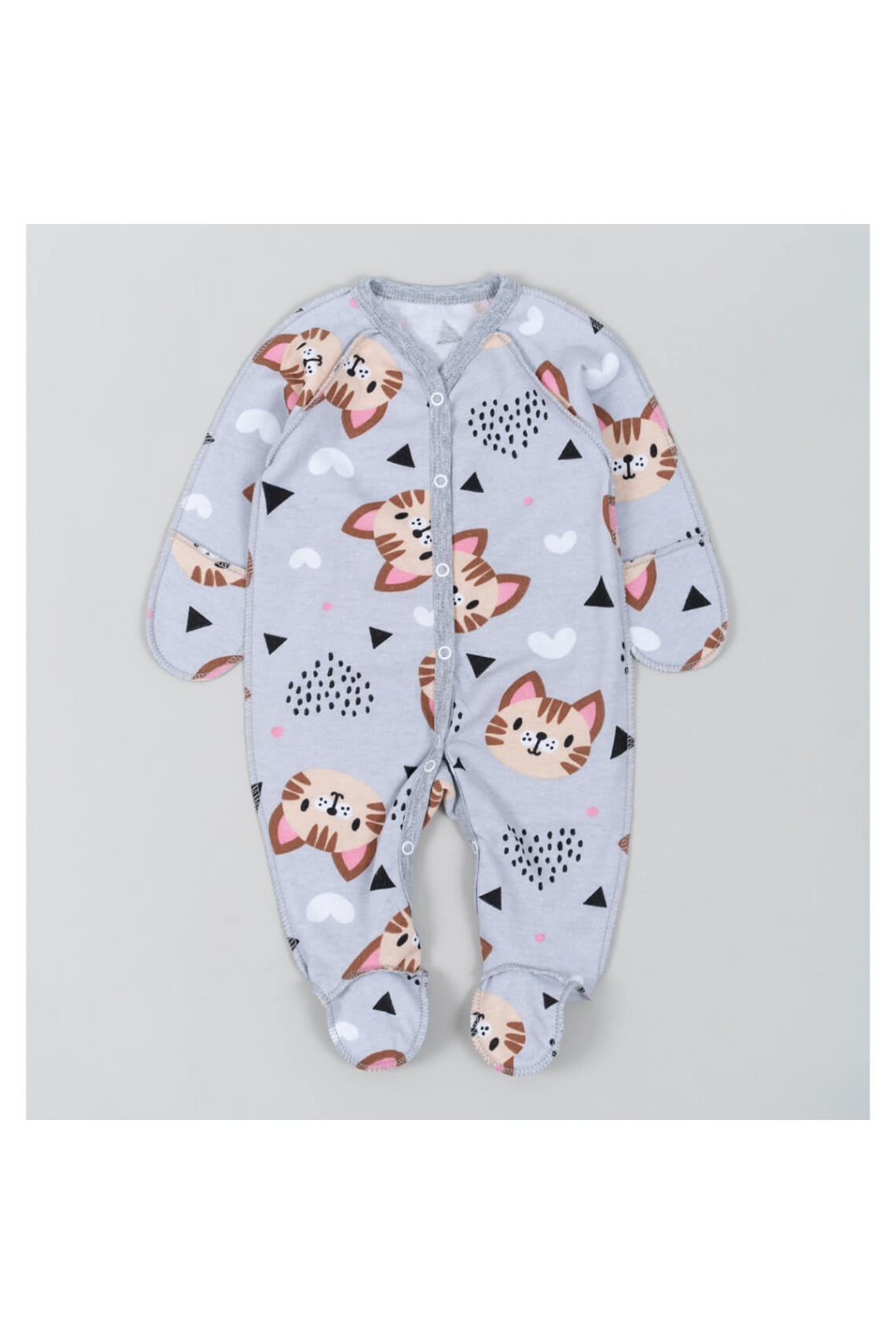 Сліп для новонароджених сірий Киці начіс високої якості(футер)