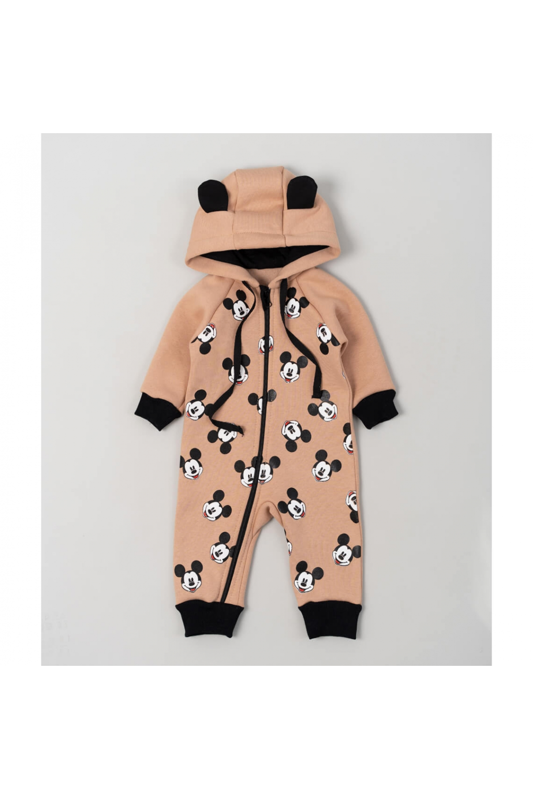 Комбінезон для хлопчика Мікі Маус бежевий тринитка на флісі