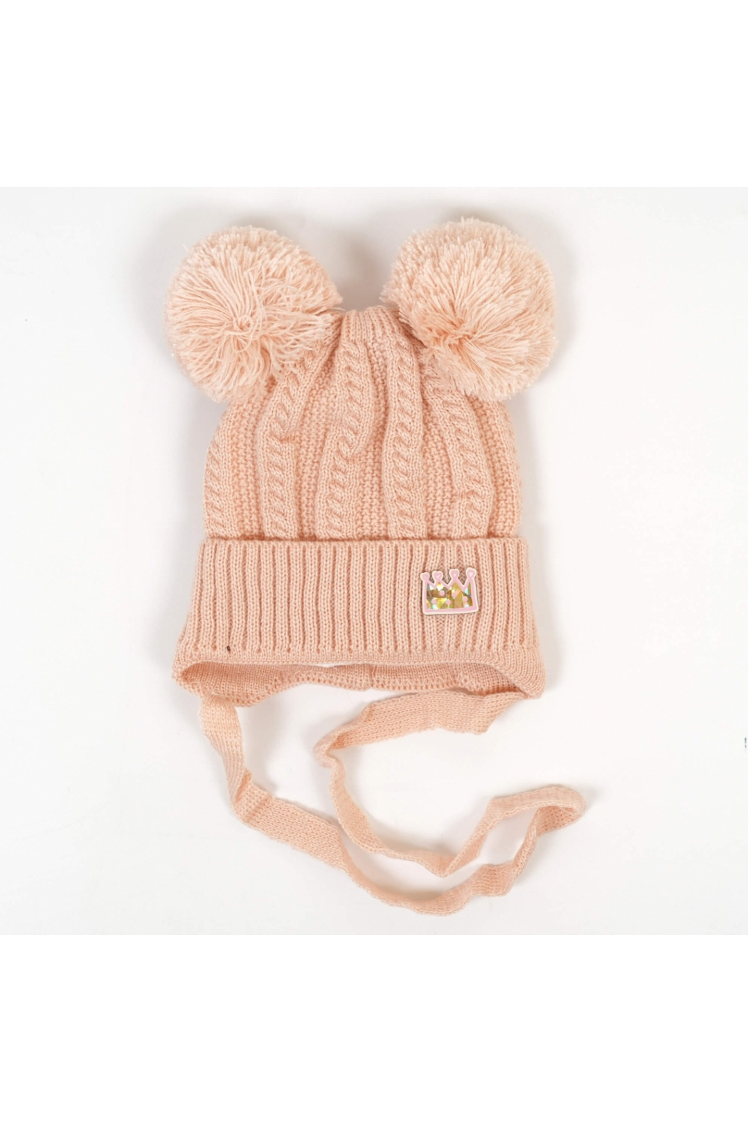 Шапочка для дівчинки персиковий в'язка