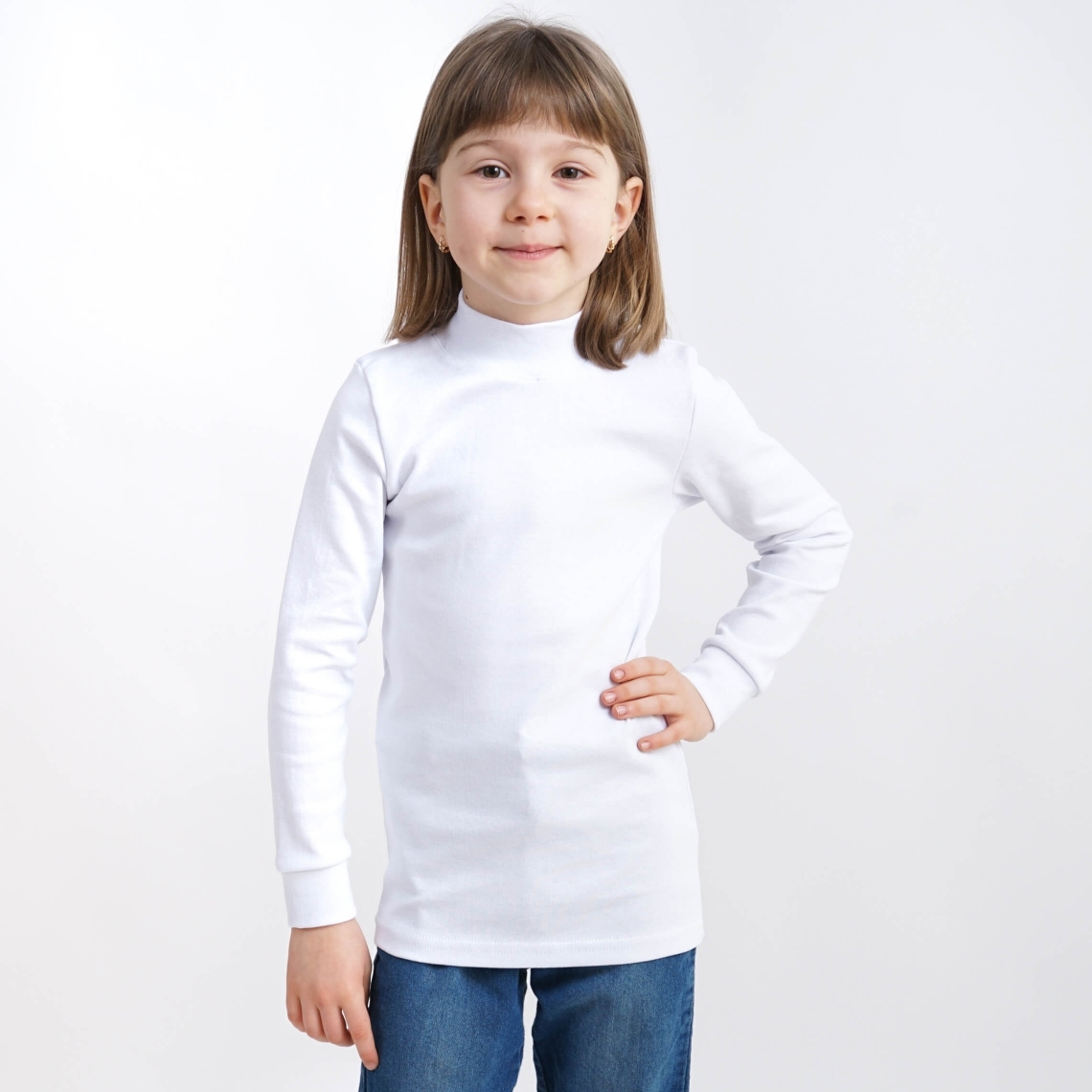 Базовий гольф для дівчинки білий стретч