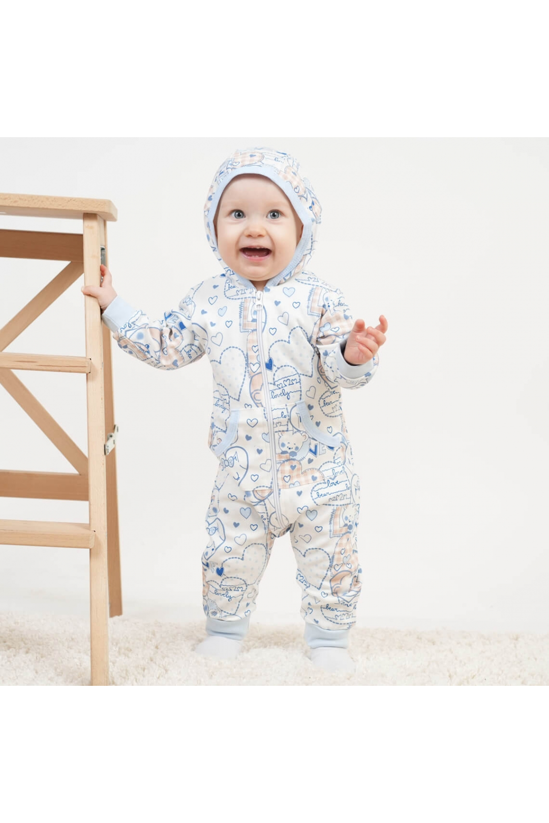 Комбінезони для малюків  Ведмедики блакитний інтерлок