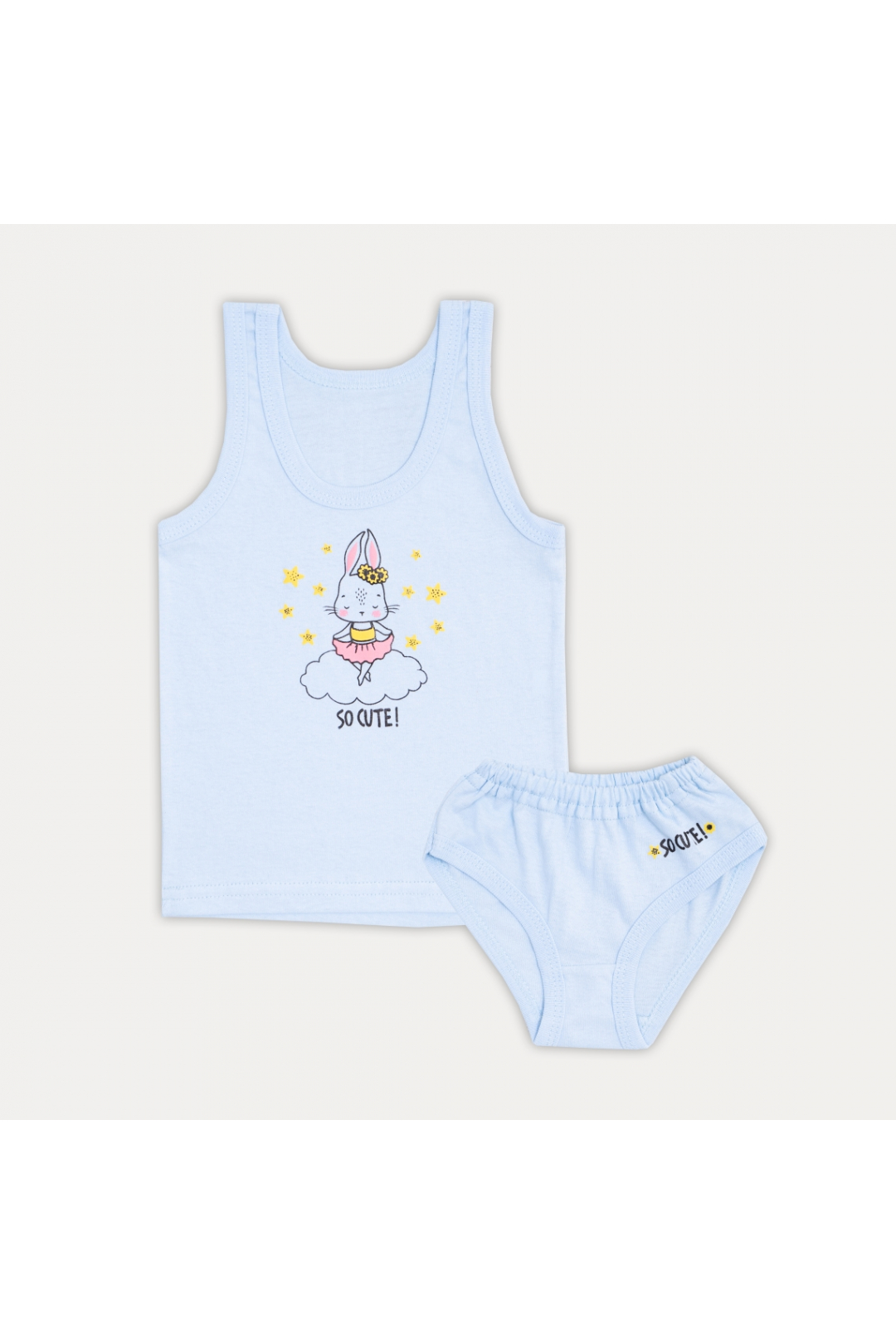 Комплект білизни для дівчинки Зайченя на хмаринці блакитний кулір