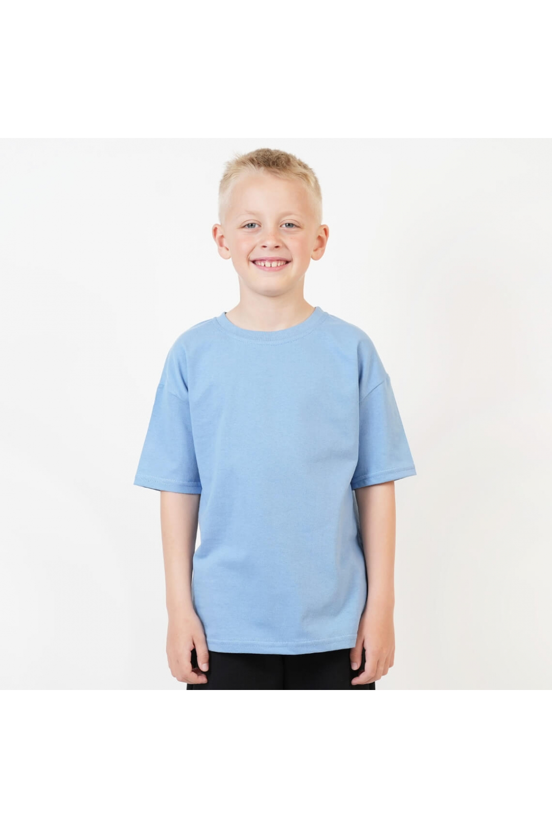 Футболка  для хлопчика оверсайз однотонна блакитна кулір
