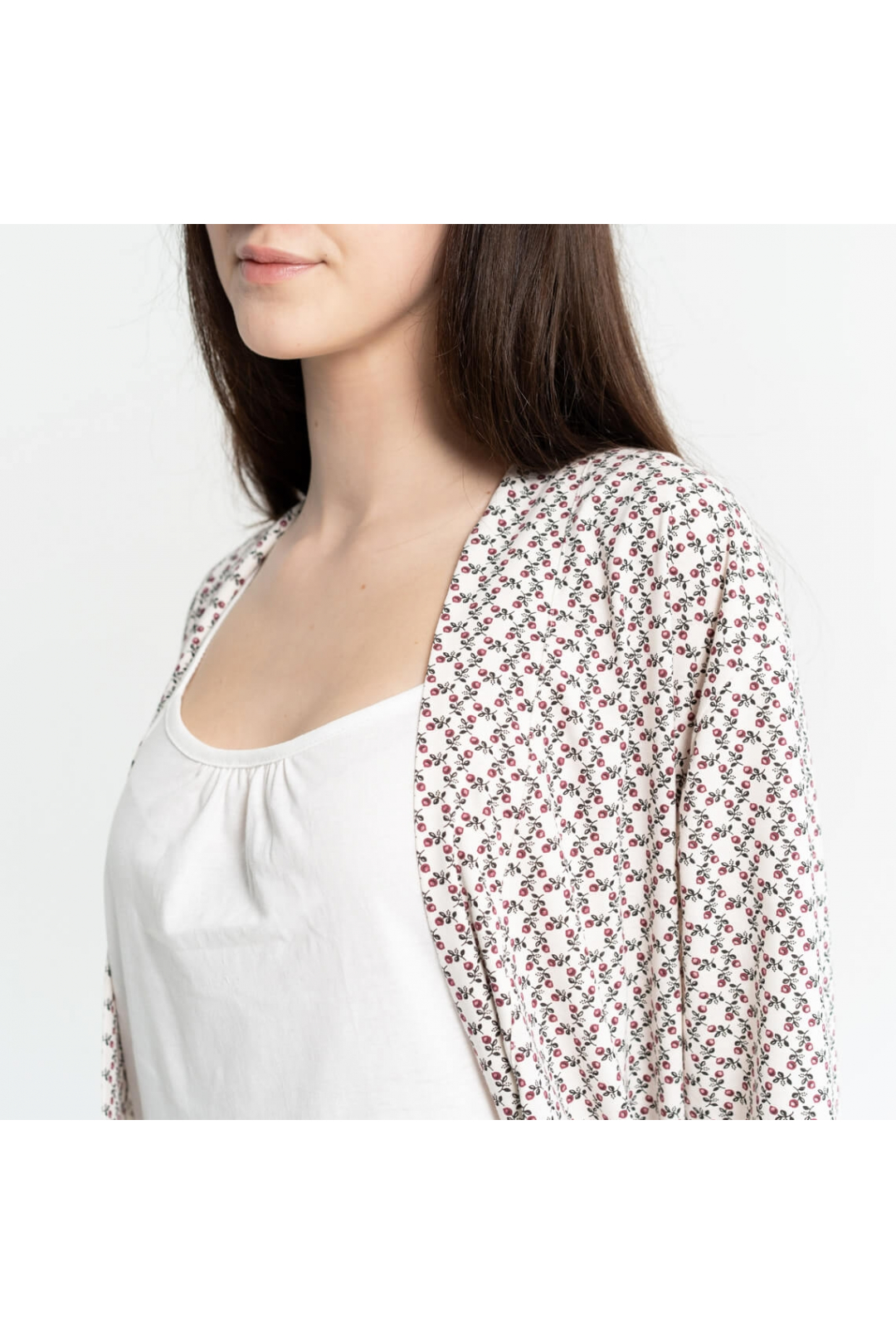 Комплект жіночий халат та сорочка Квіти бежевий кулір-пеньє