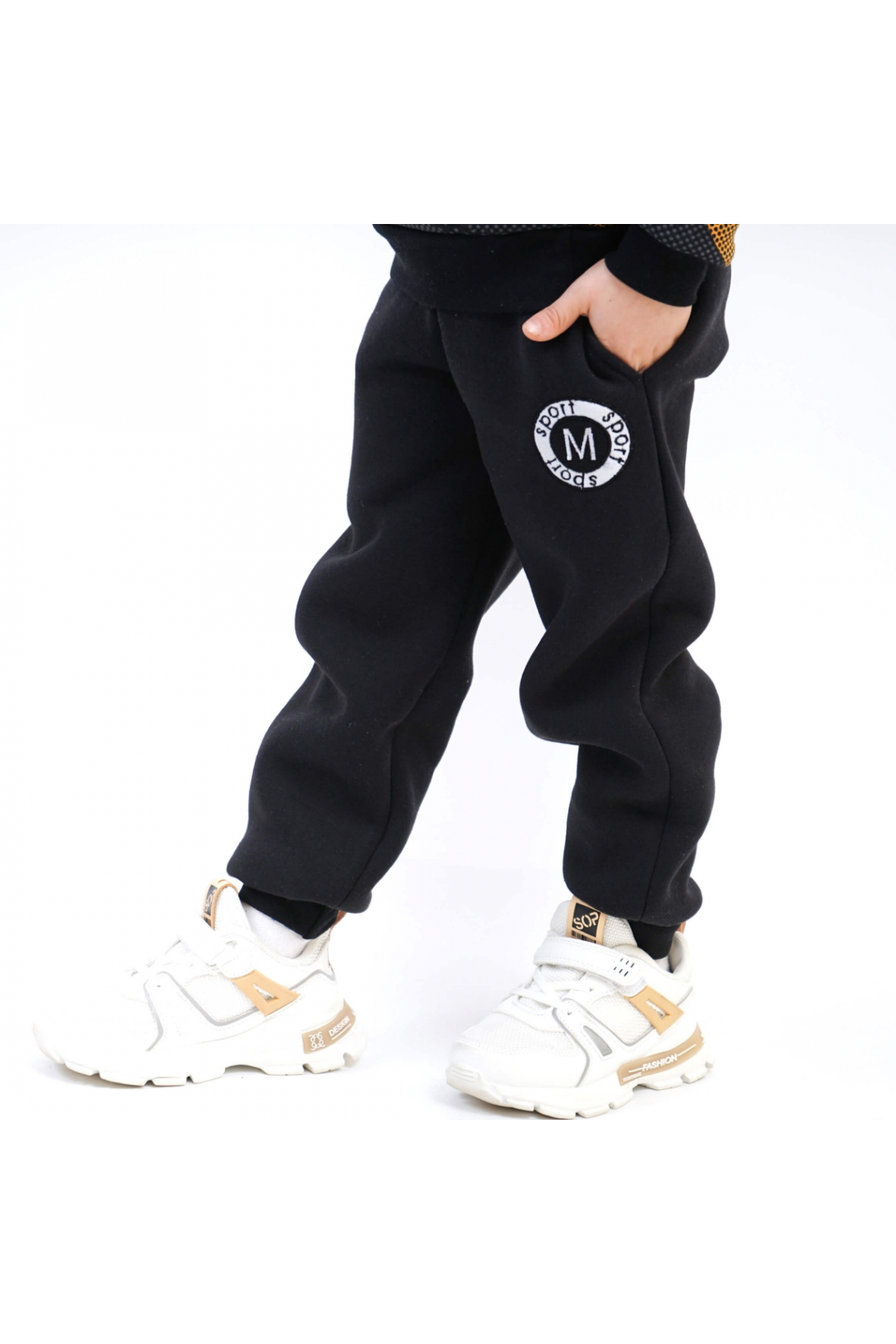 Штани для хлопчика чорний тринитка на флісі