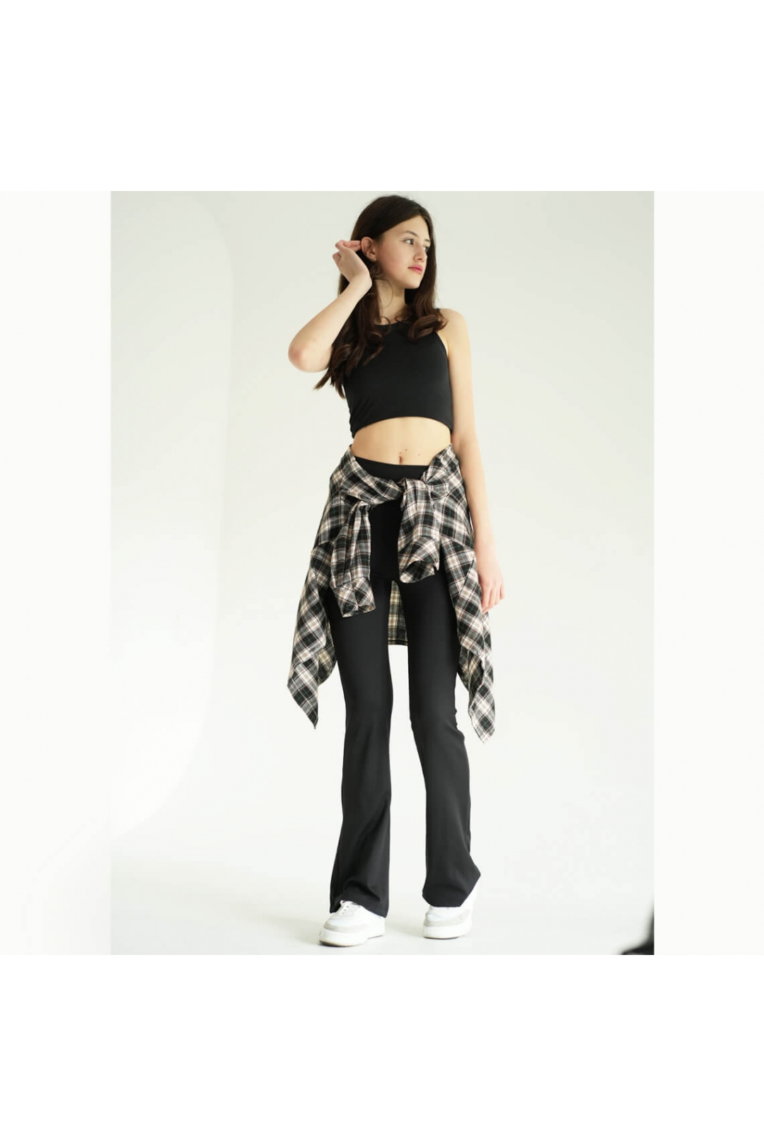 Лосіни жіночі кльош чорний рубчик преміум