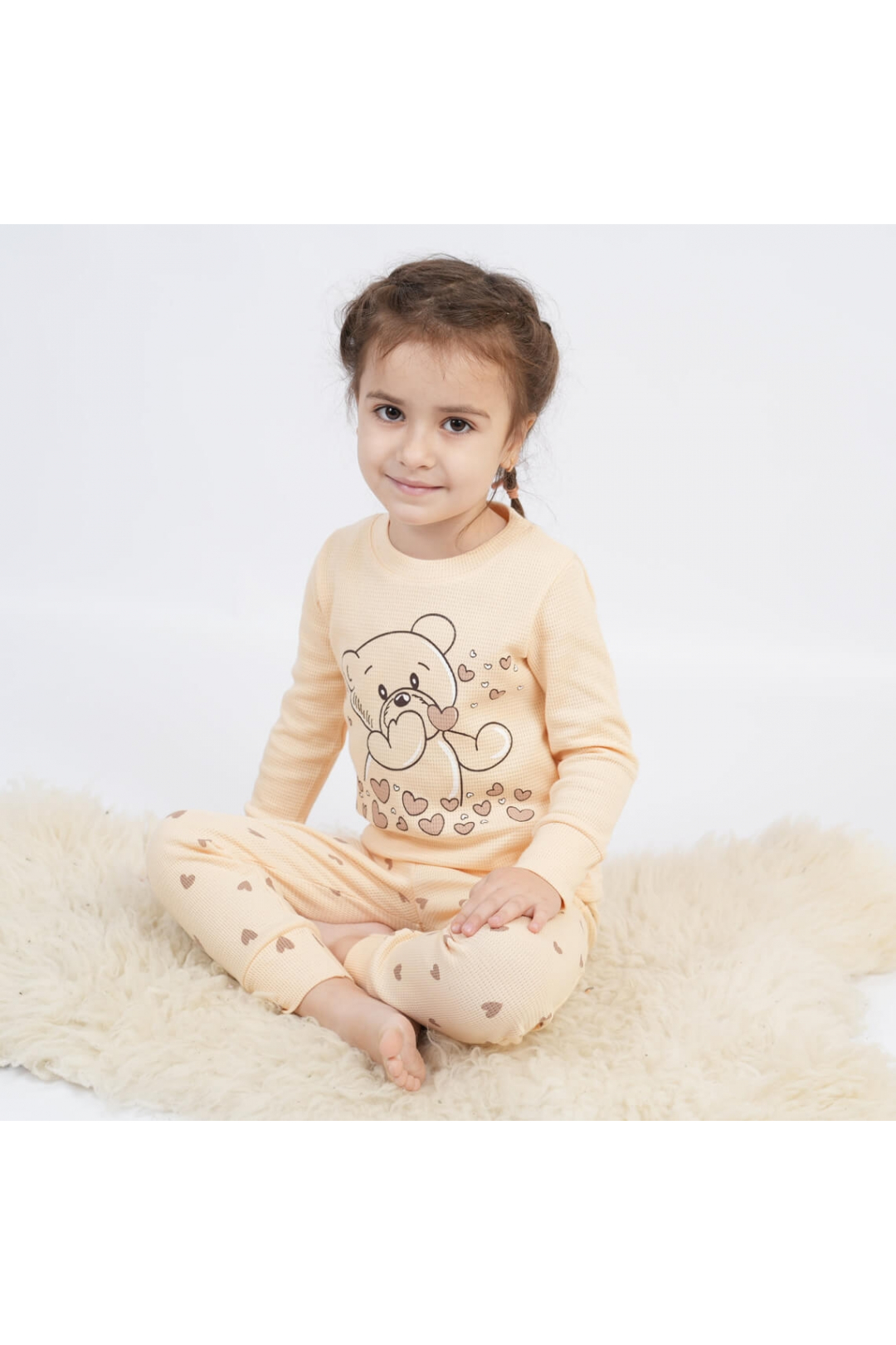 Піжама  для дівчинки Ведмедики пісочний вафелька