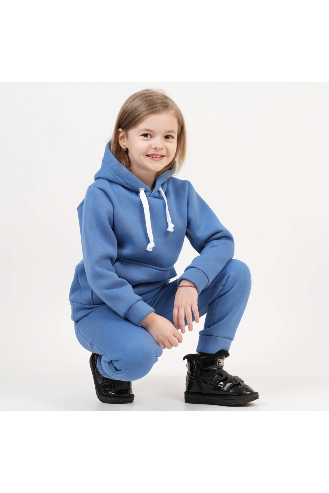 Костюм теплий для дівчинки блакитний тринитка на флісі