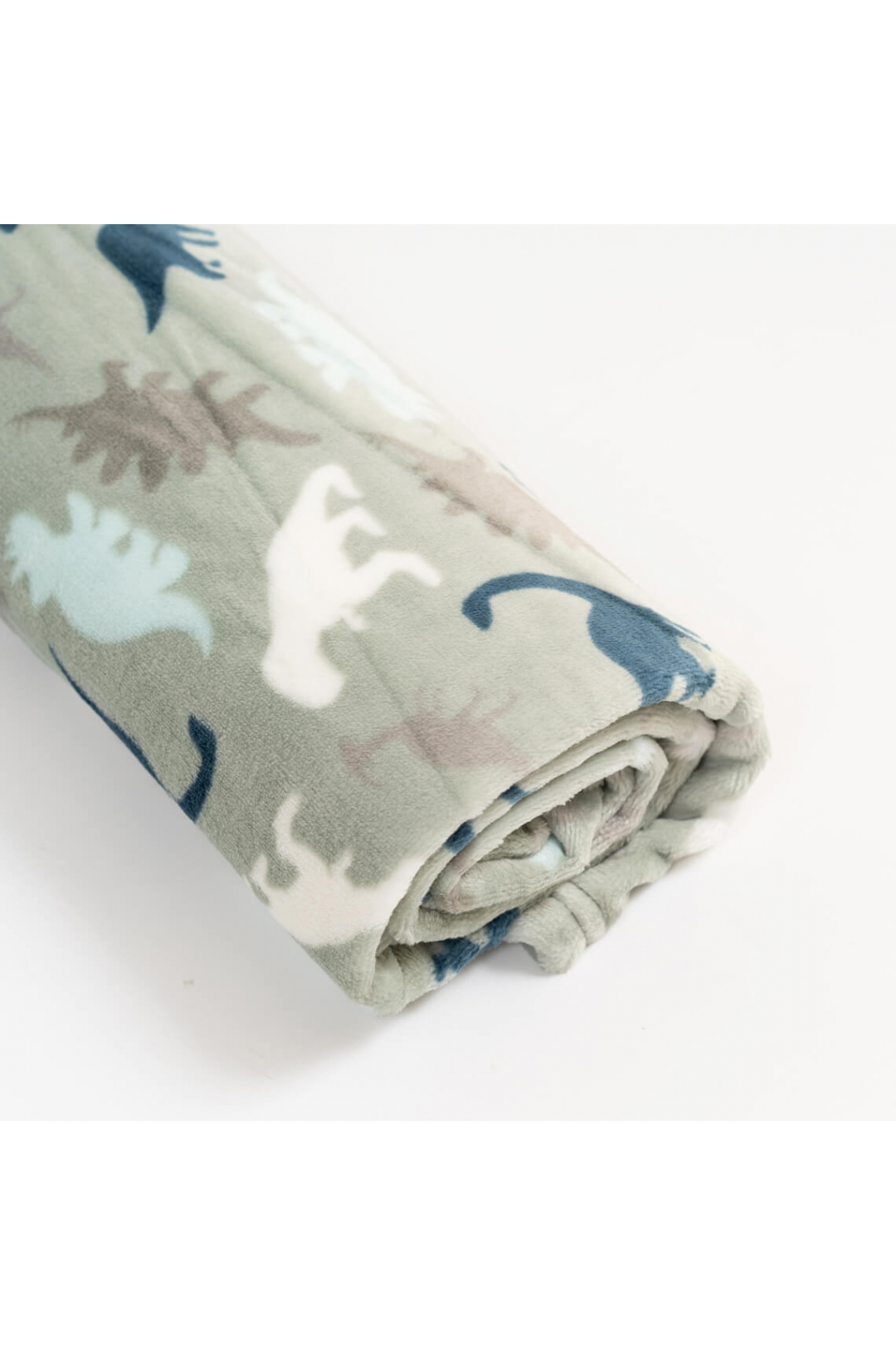 Пухнастий плед ясельний Діно оливковий велсофт