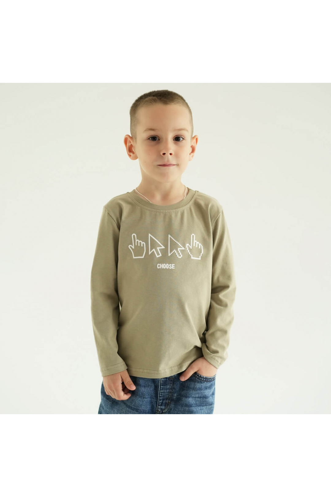Лонгслив для хлопчика оливковий двонитка