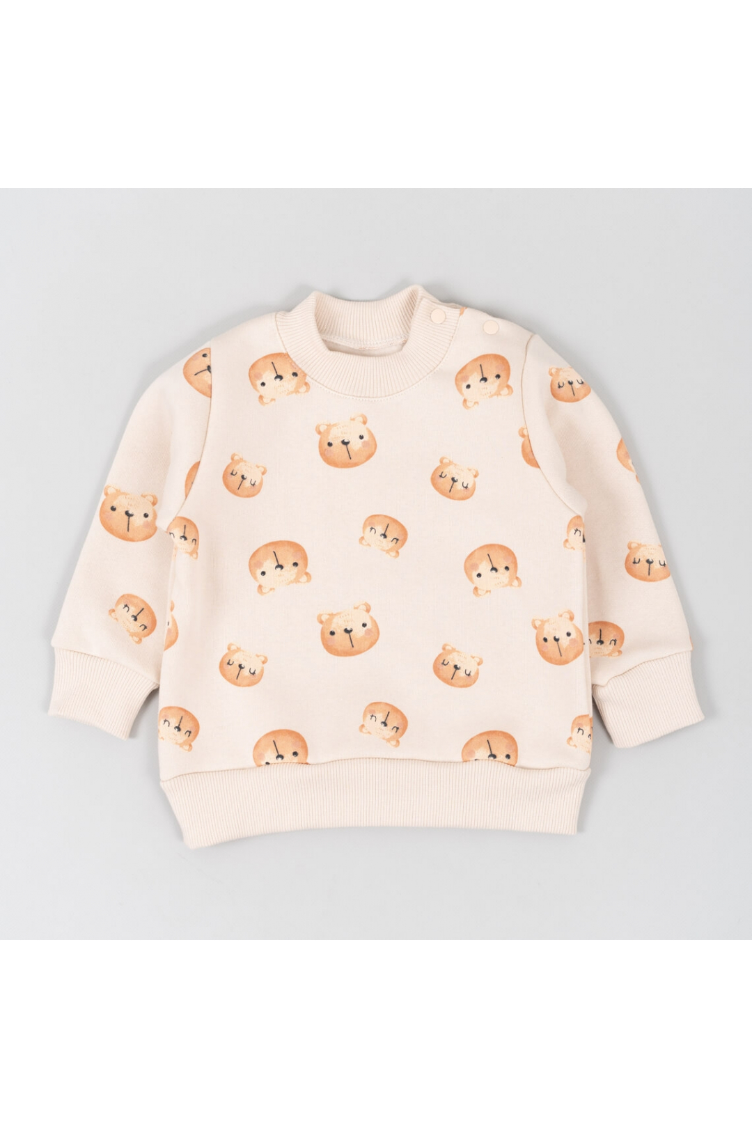 Теплий джемпер для малят Ведмедики молочний тринитка на флісі