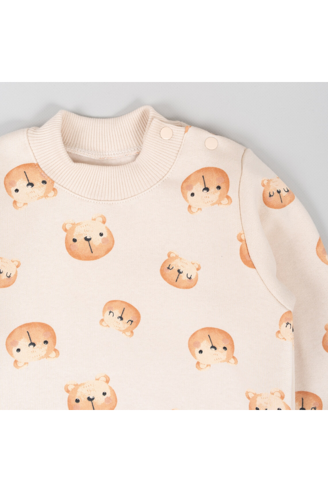 Теплий джемпер для малят Ведмедики молочний тринитка на флісі