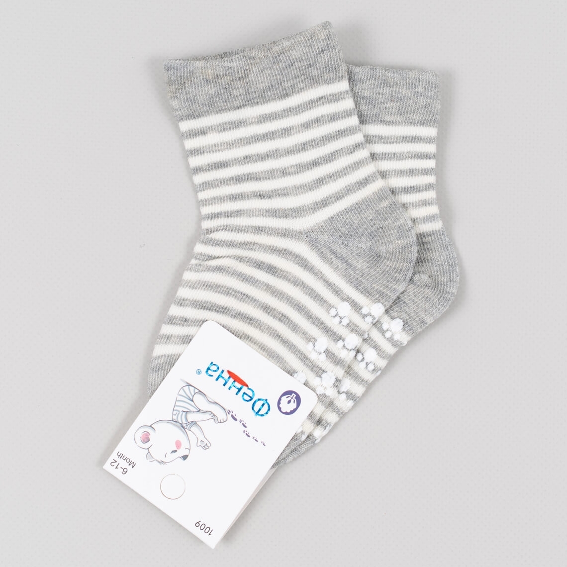 Шкарпетки з антиковзанням для малят сірий бавовна