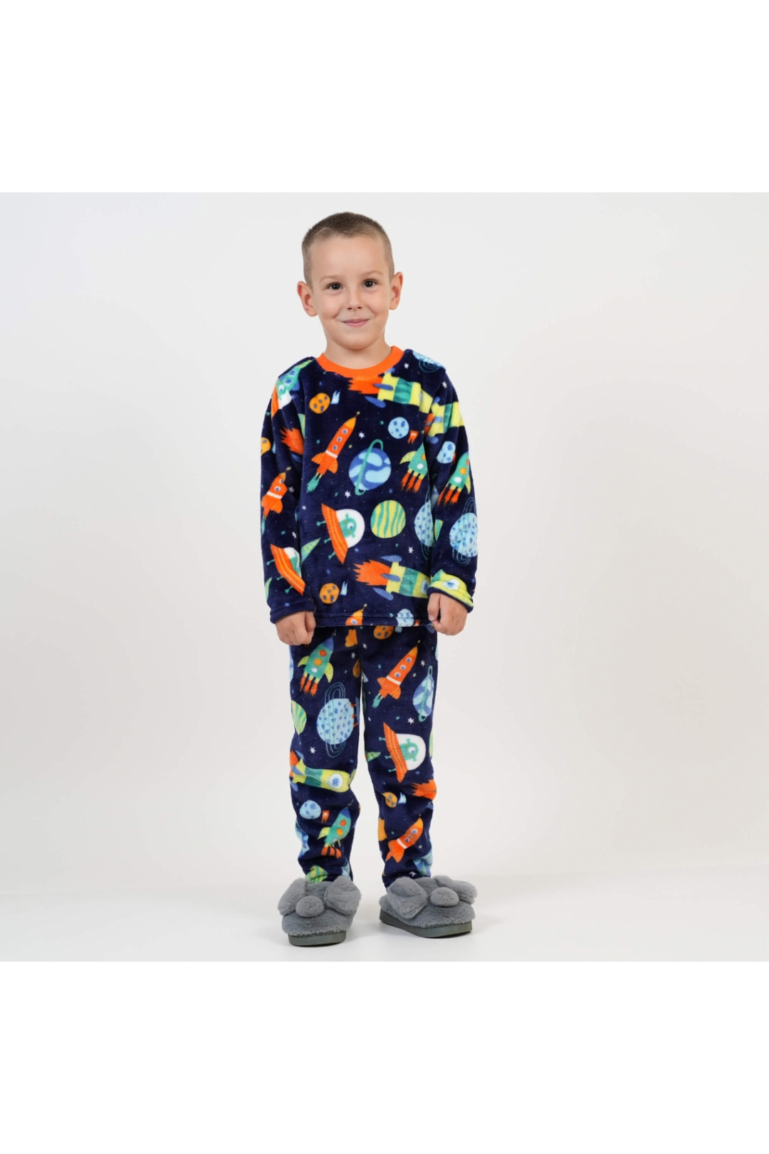 Піжама для хлопчика Космос синій велсофт