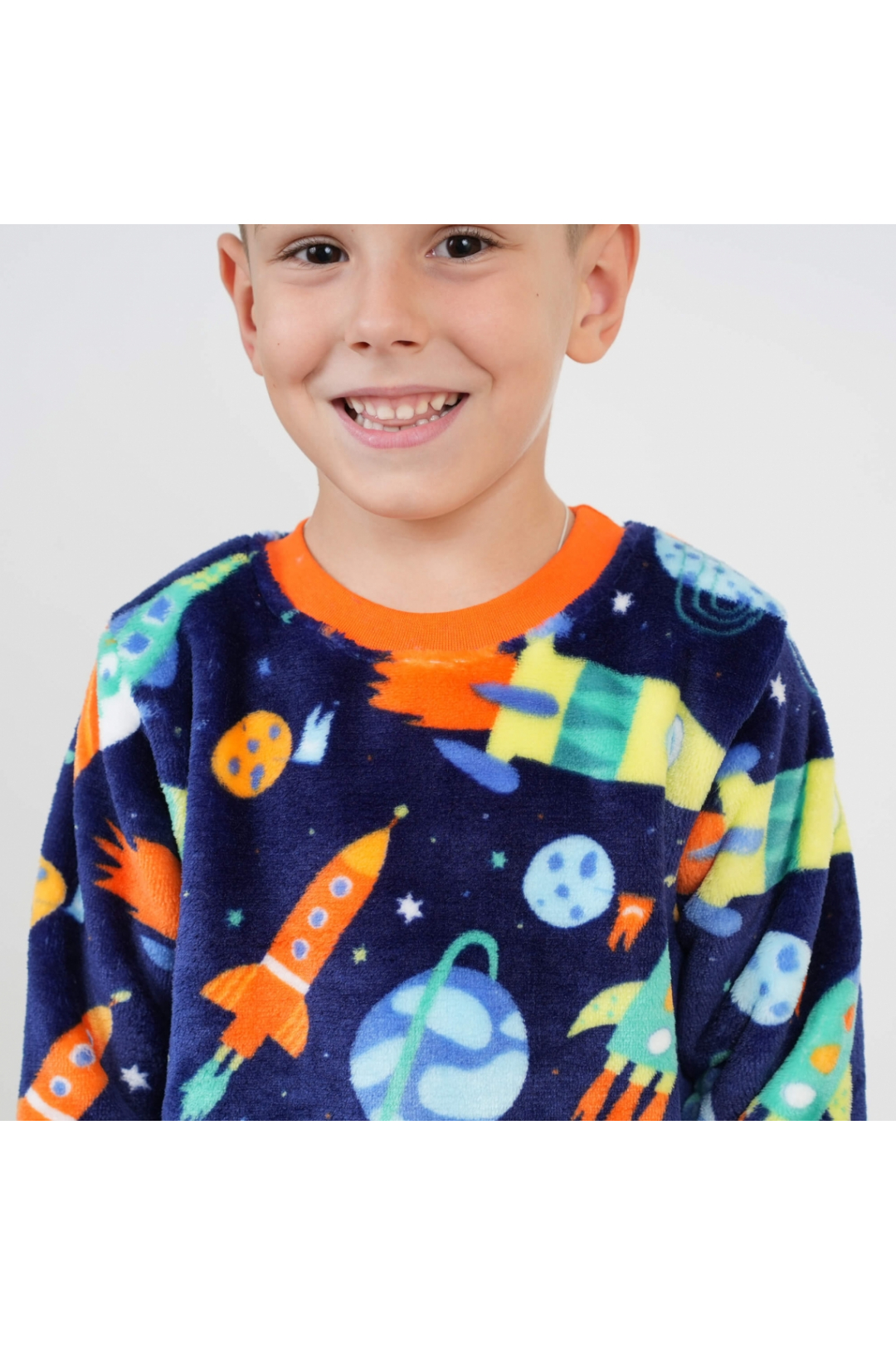 Піжама для хлопчика Космос синій велсофт