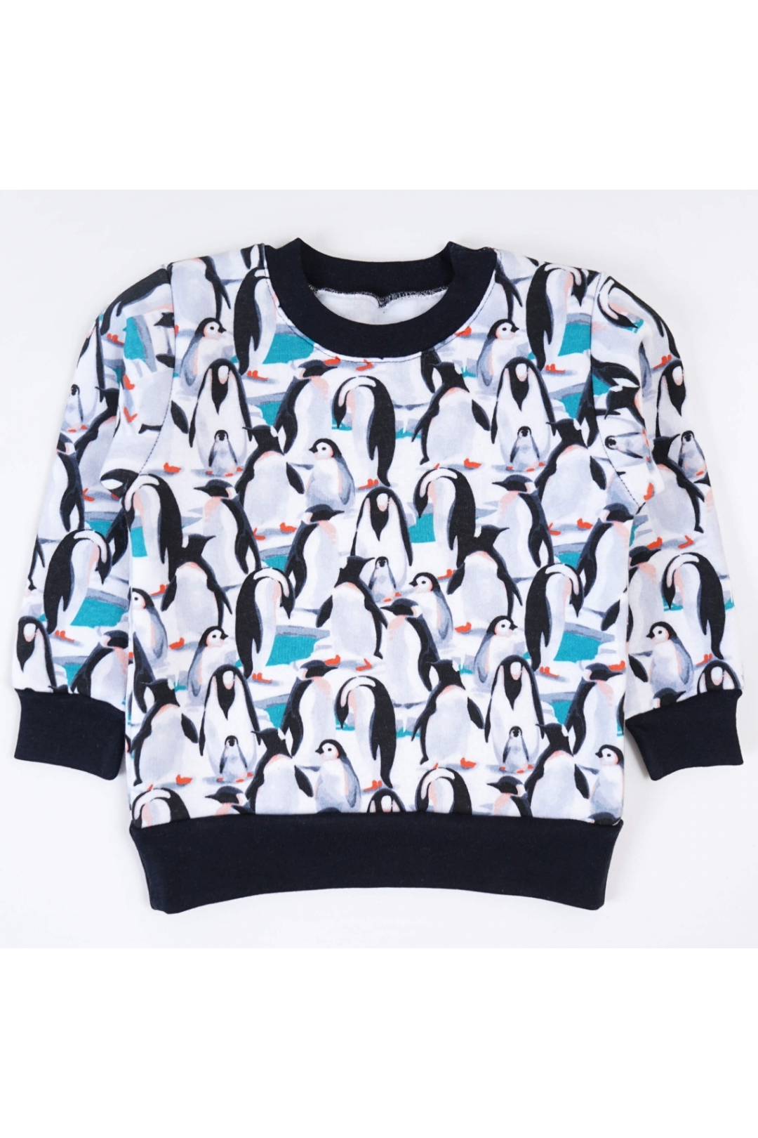 Джемпер для хлопчика чорний Пінгвіни трьохнитка на флісі