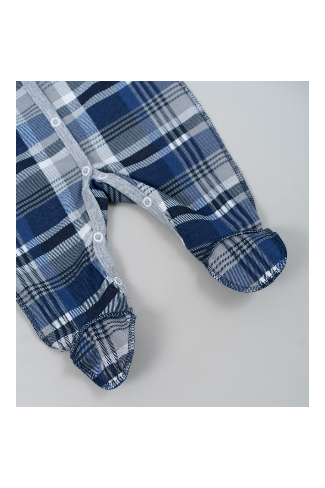 Сліп для новонароджених Клітинка синій начіс (футер)