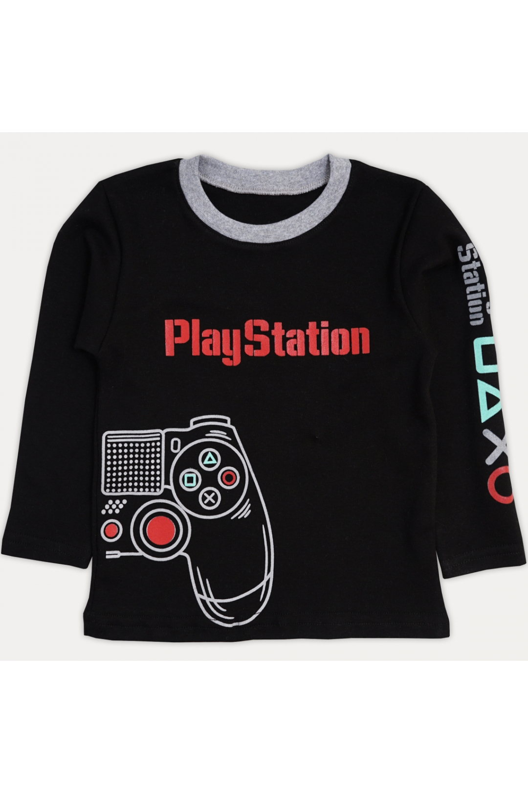 Футболка для хлопчика з довгим рукавом Play Station чорний інтерлок