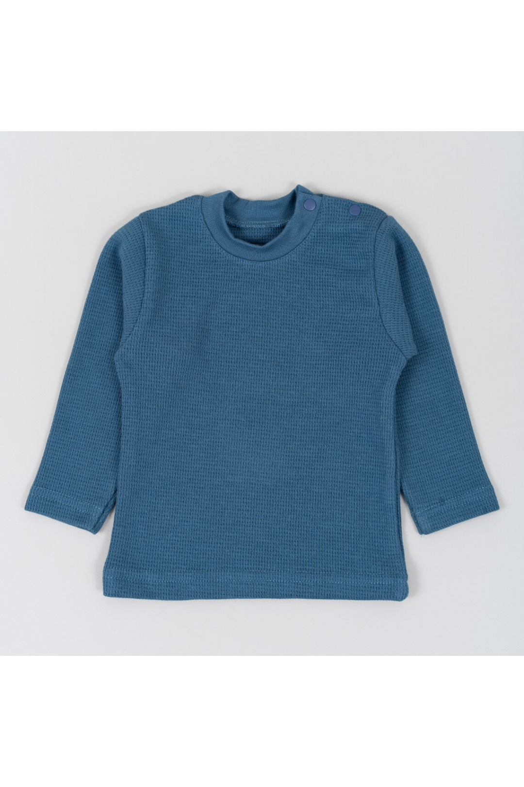 Джемпер дитячий з застібкою по плечу індиго вафельна структура
