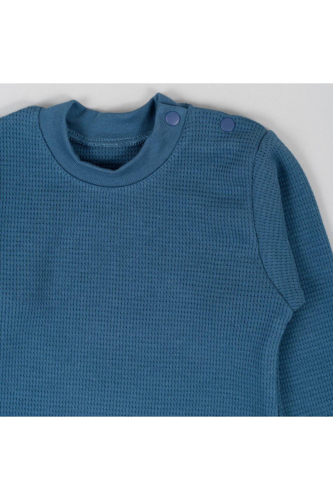 Джемпер дитячий з застібкою по плечу індиго вафельна структура