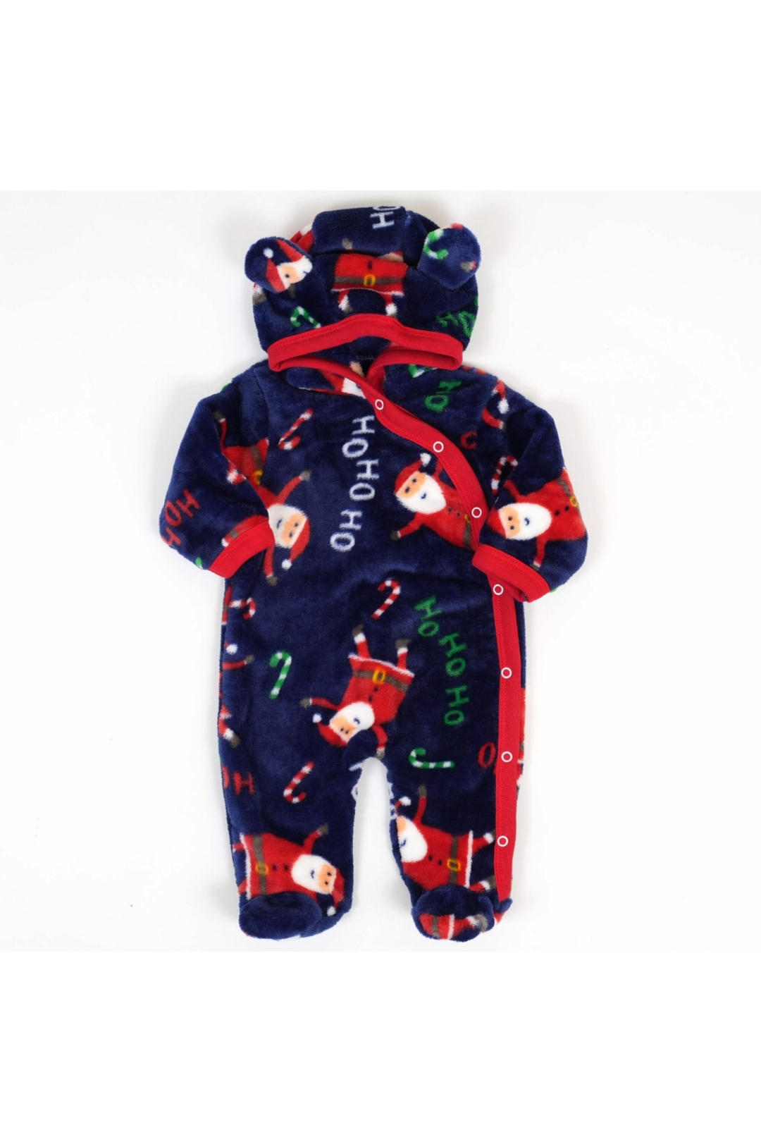 Комбінезон пухнастий з вушками  для малят синій Санти велсофт