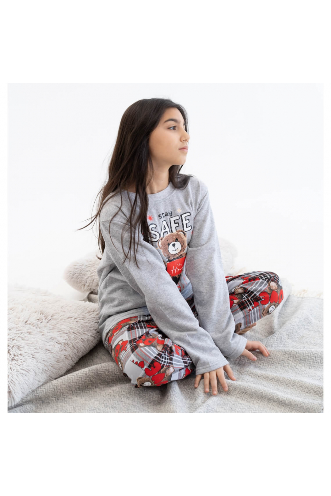 Піжама для дівчинки Ведмежата сірий начіс (футер)