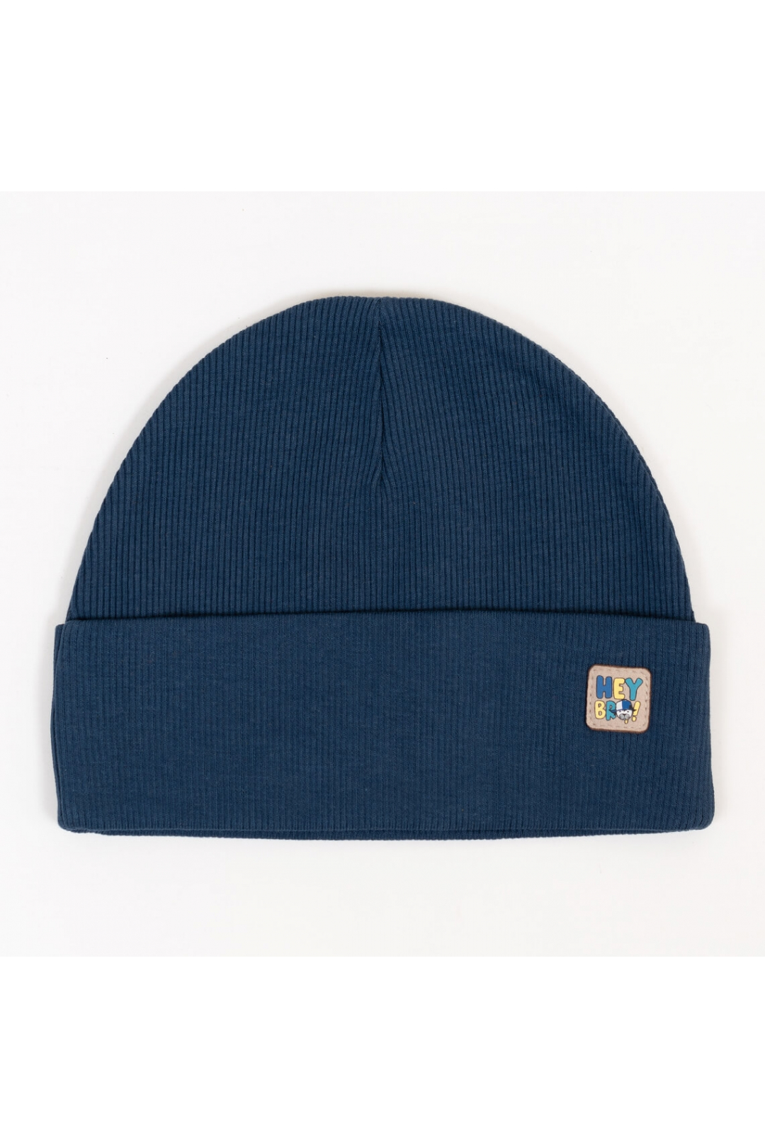 Шапка для хлопчика темно-синій рубчик преміум